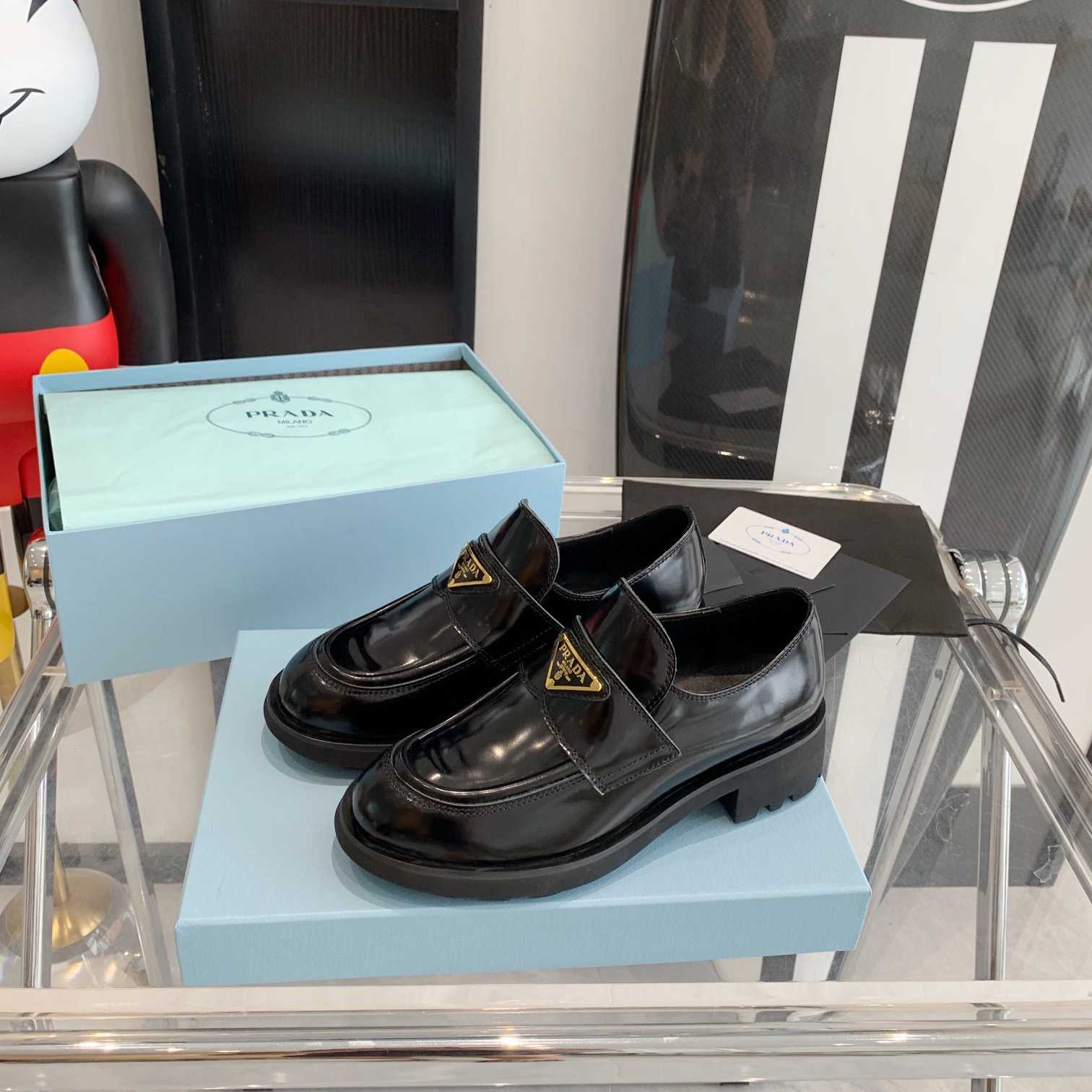 Prada Chocolate Brushed Leather Loafers - DopestKickz