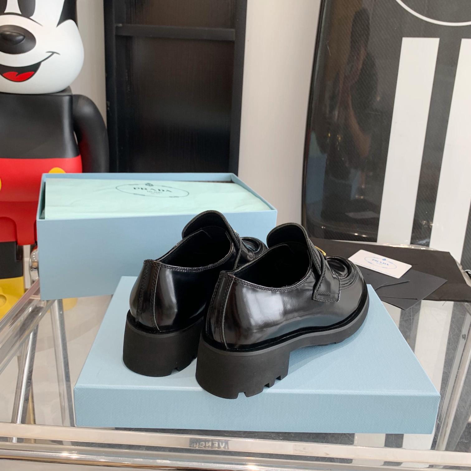 Prada Chocolate Brushed Leather Loafers - DopestKickz