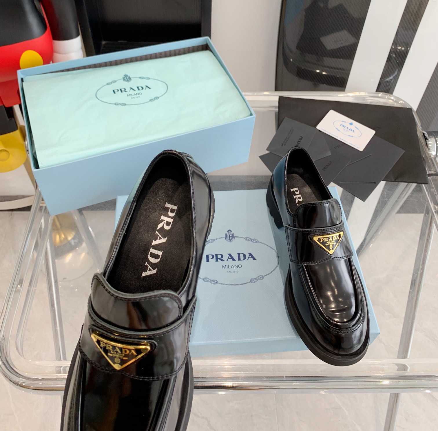 Prada Chocolate Brushed Leather Loafers - DopestKickz