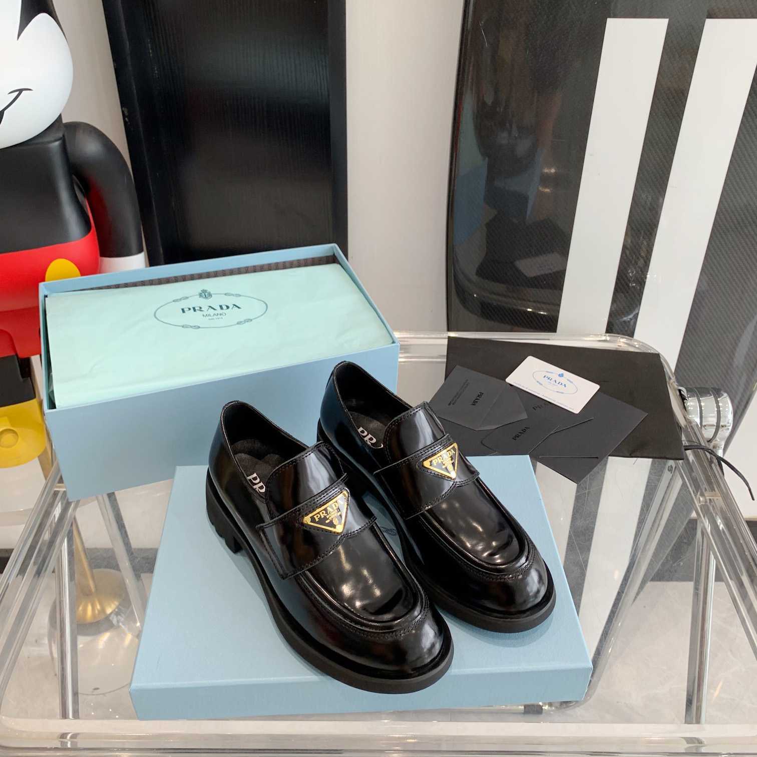 Prada Chocolate Brushed Leather Loafers - DopestKickz