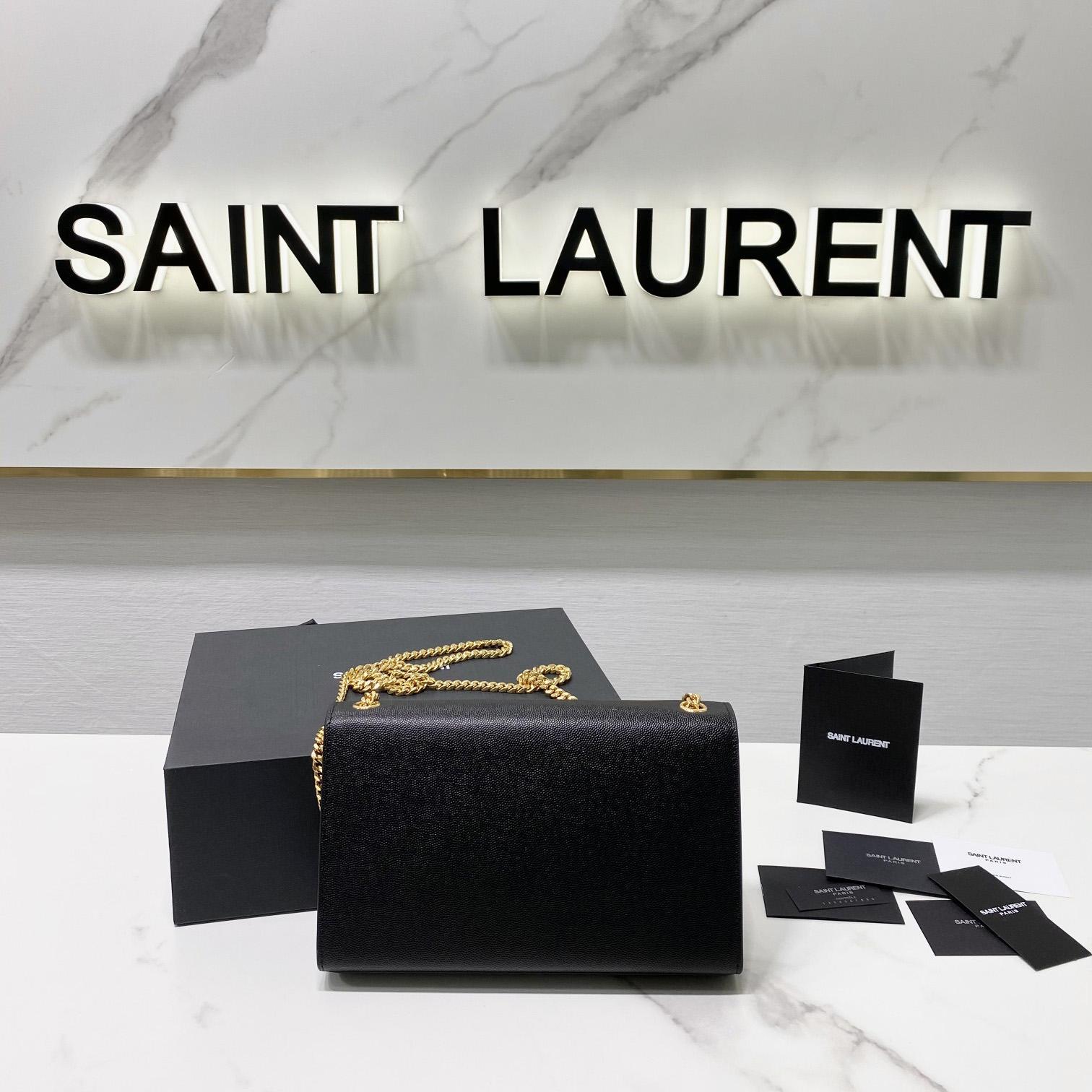 Saint Laurent Kate Medium Chain Bag In Grain De Poudre Embossed Leather - DopestKickz