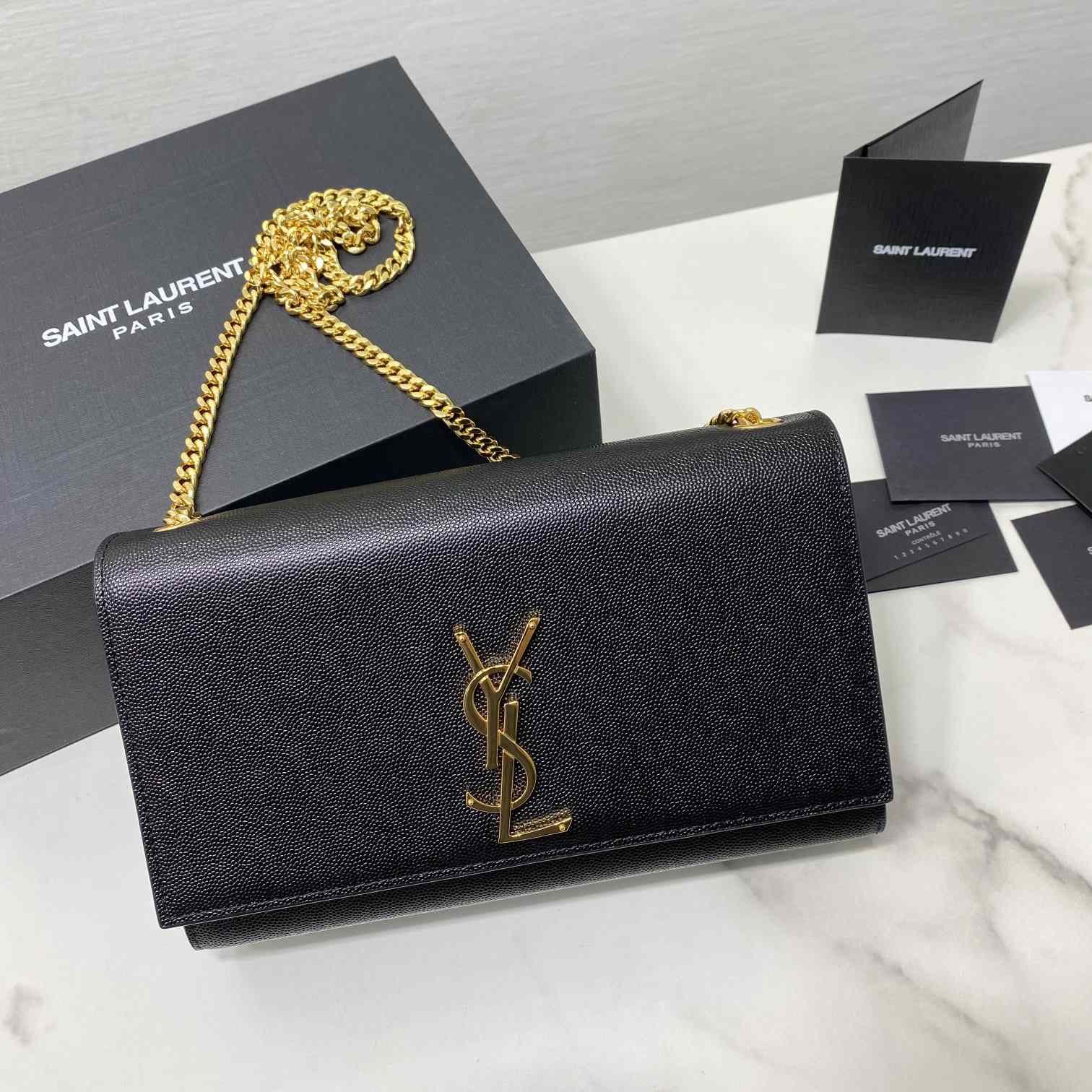 Saint Laurent Kate Medium Chain Bag In Grain De Poudre Embossed Leather - DopestKickz