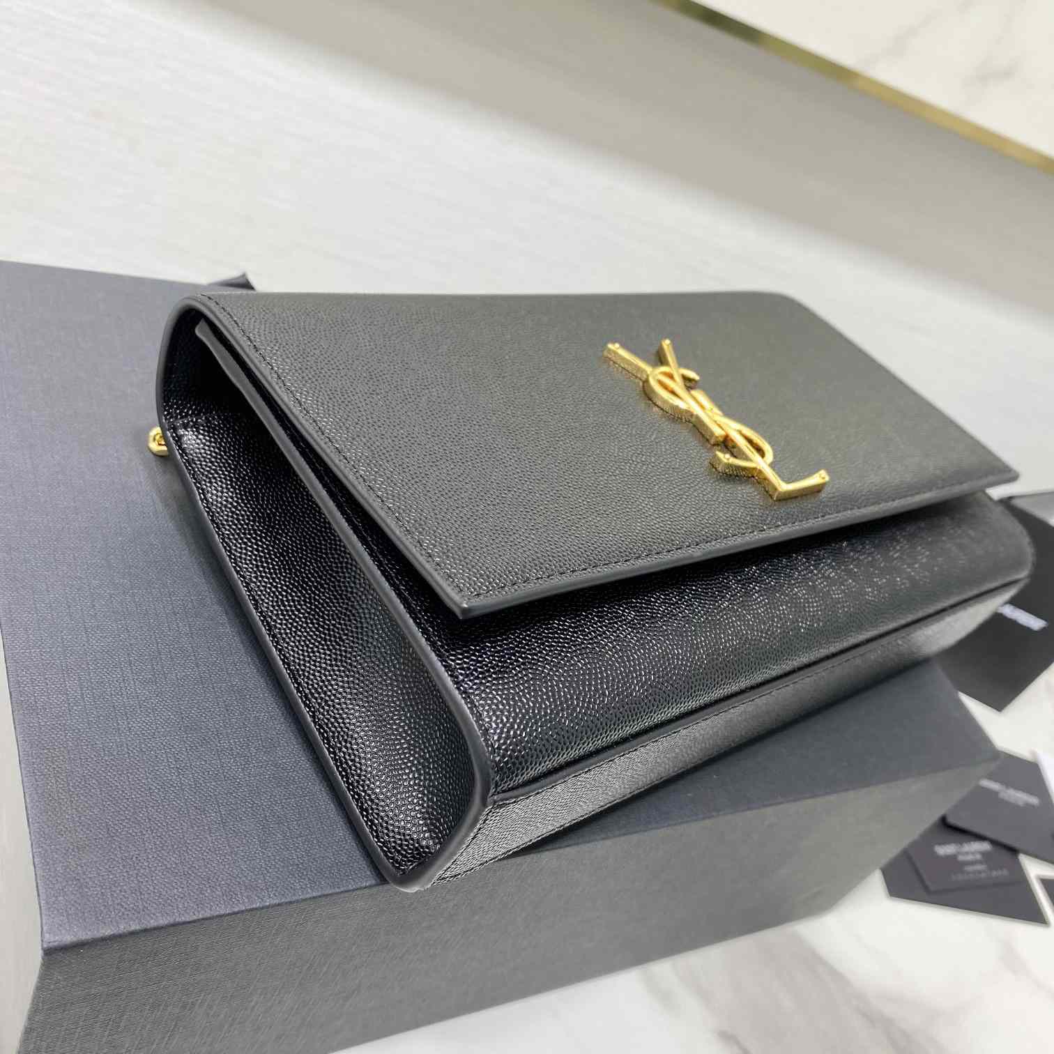 Saint Laurent Kate Medium Chain Bag In Grain De Poudre Embossed Leather - DopestKickz