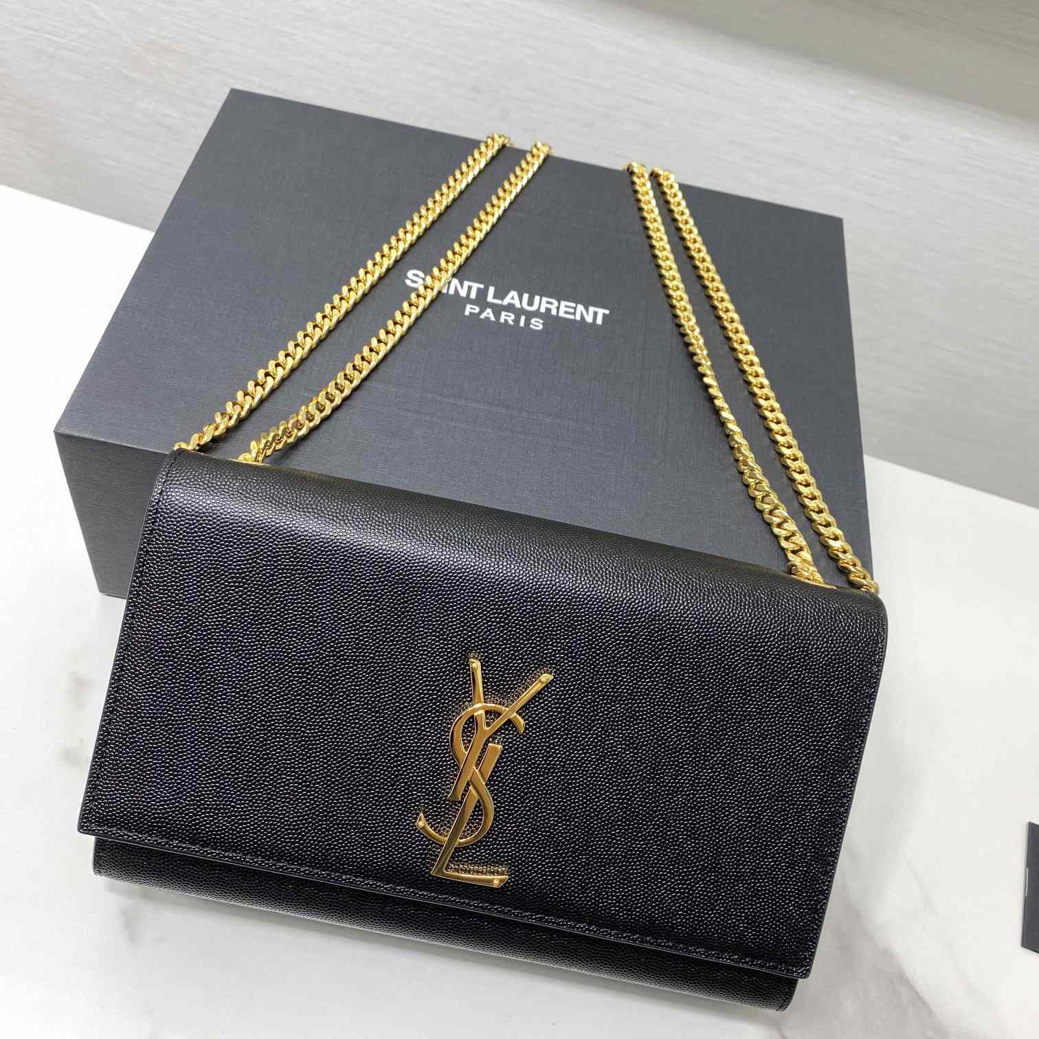 Saint Laurent Kate Medium Chain Bag In Grain De Poudre Embossed Leather - DopestKickz