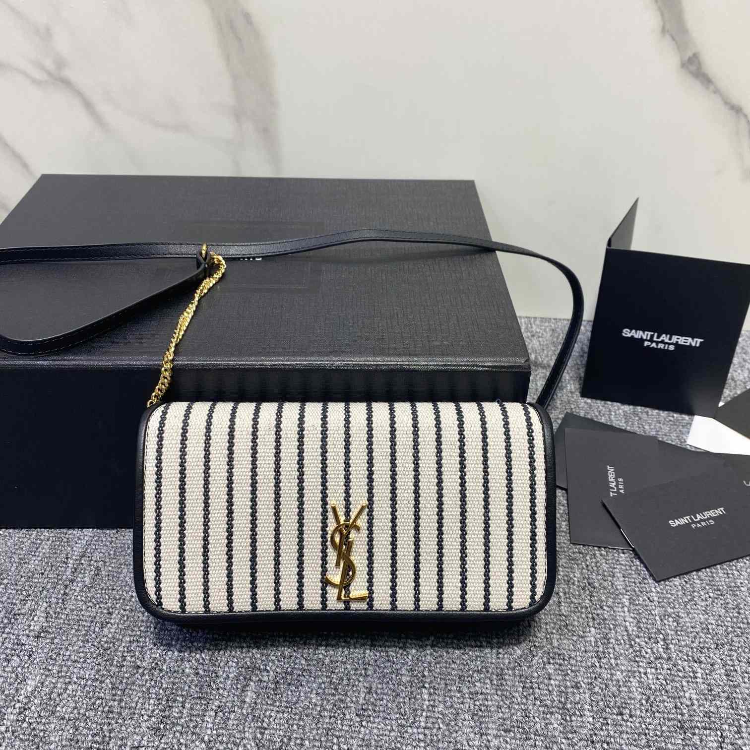 Saint Laurent Monogram Mini Striped-Canvas Cross-Body Bag (18x11x2cm) - DopestKickz