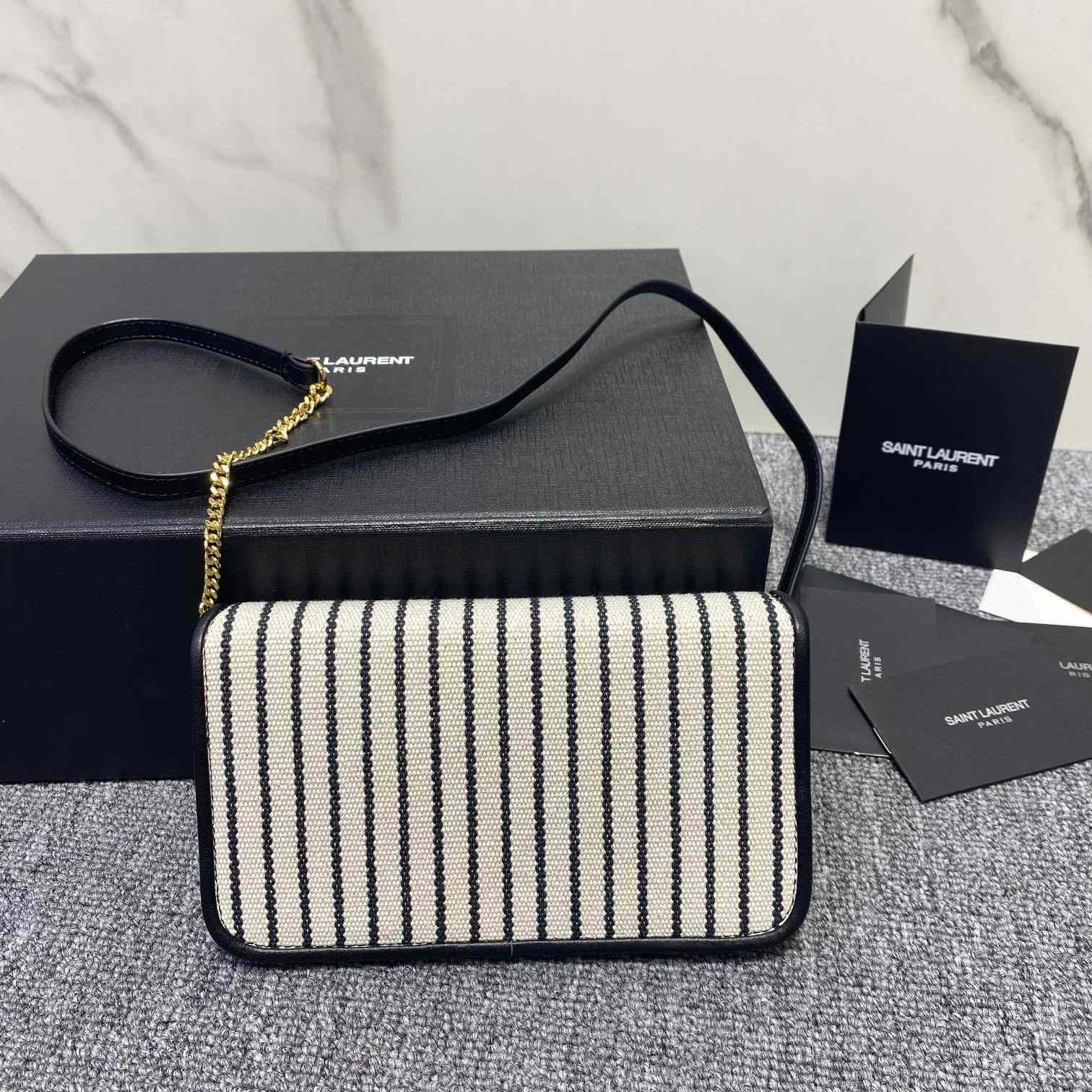 Saint Laurent Monogram Mini Striped-Canvas Cross-Body Bag (18x11x2cm) - DopestKickz