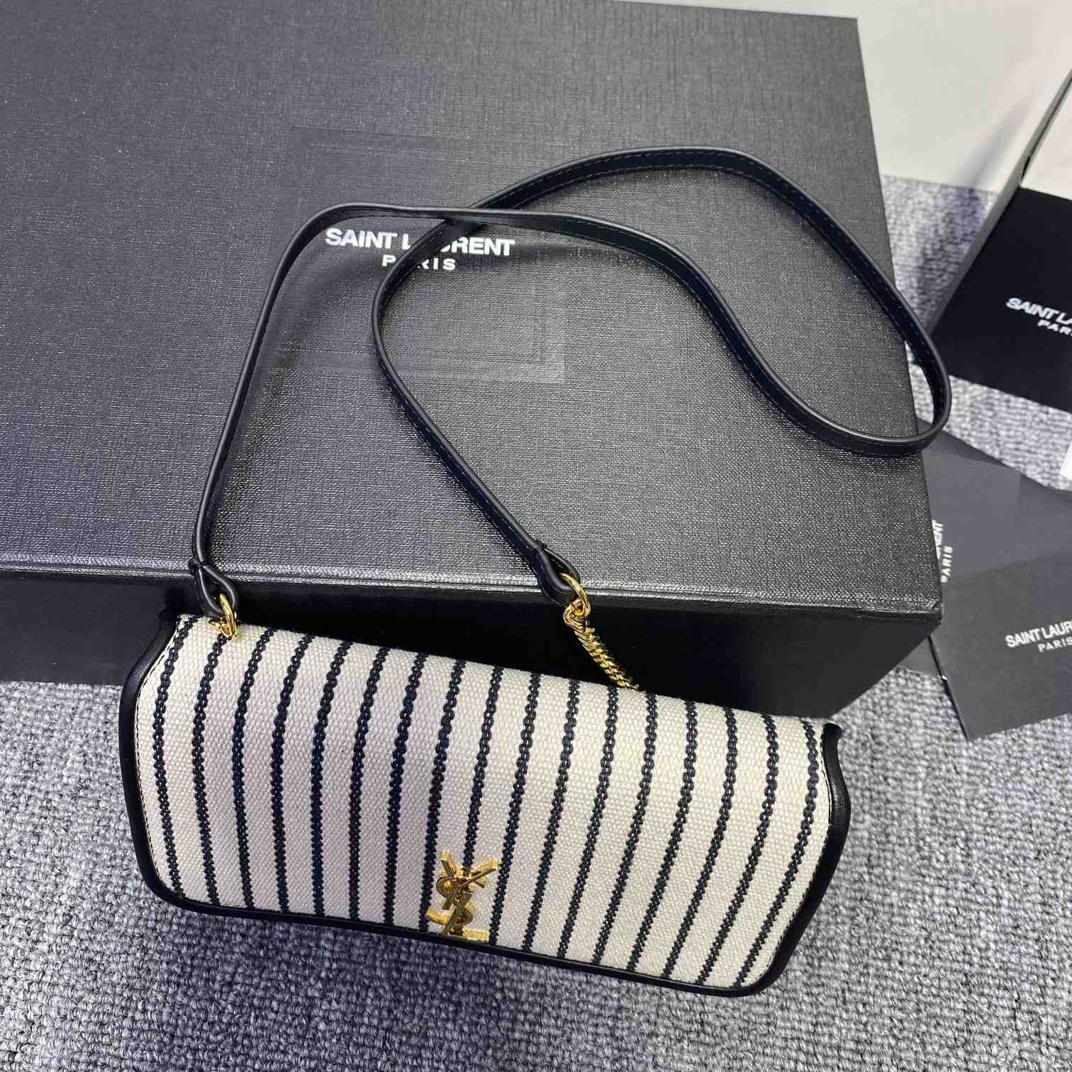 Saint Laurent Monogram Mini Striped-Canvas Cross-Body Bag (18x11x2cm) - DopestKickz