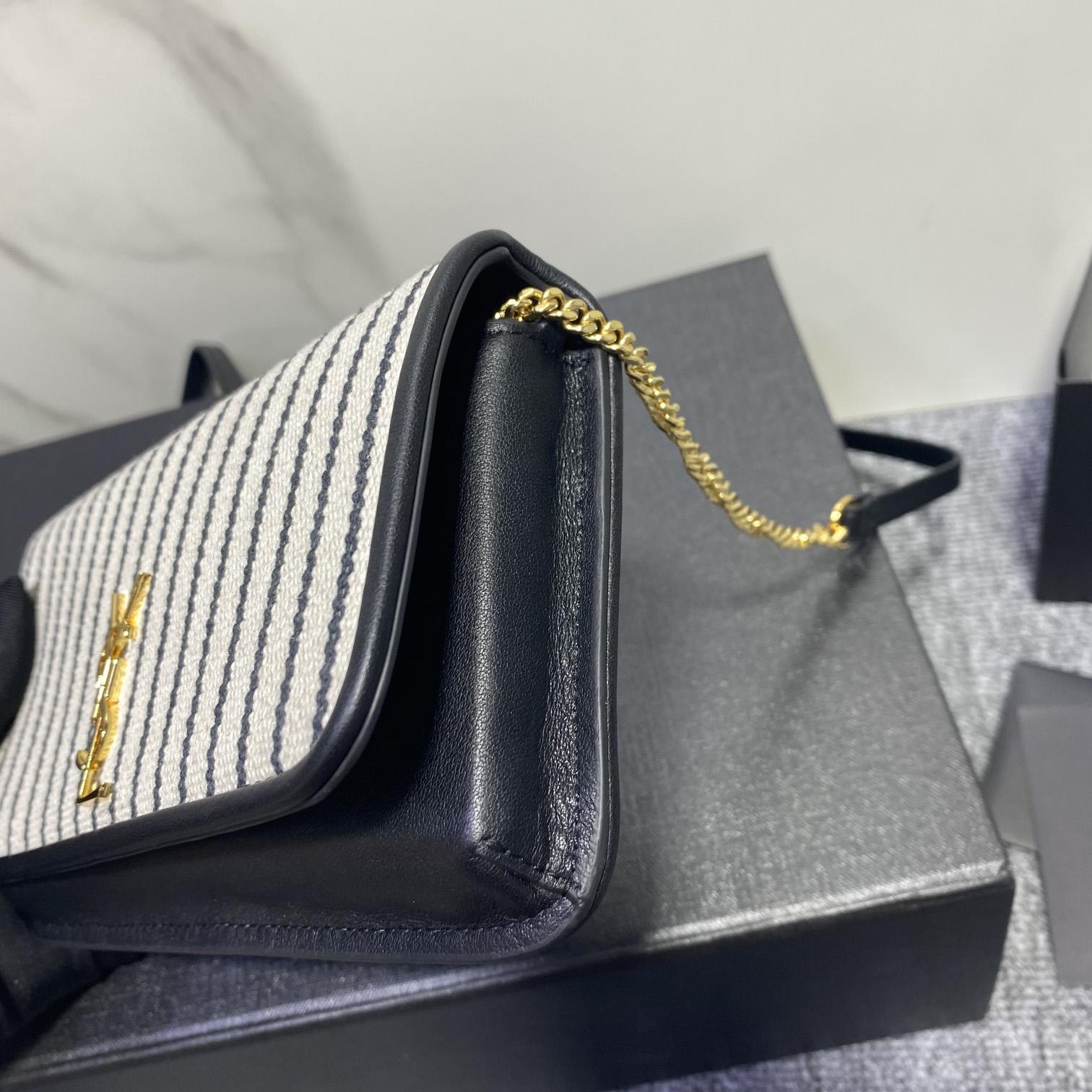 Saint Laurent Monogram Mini Striped-Canvas Cross-Body Bag (18x11x2cm) - DopestKickz