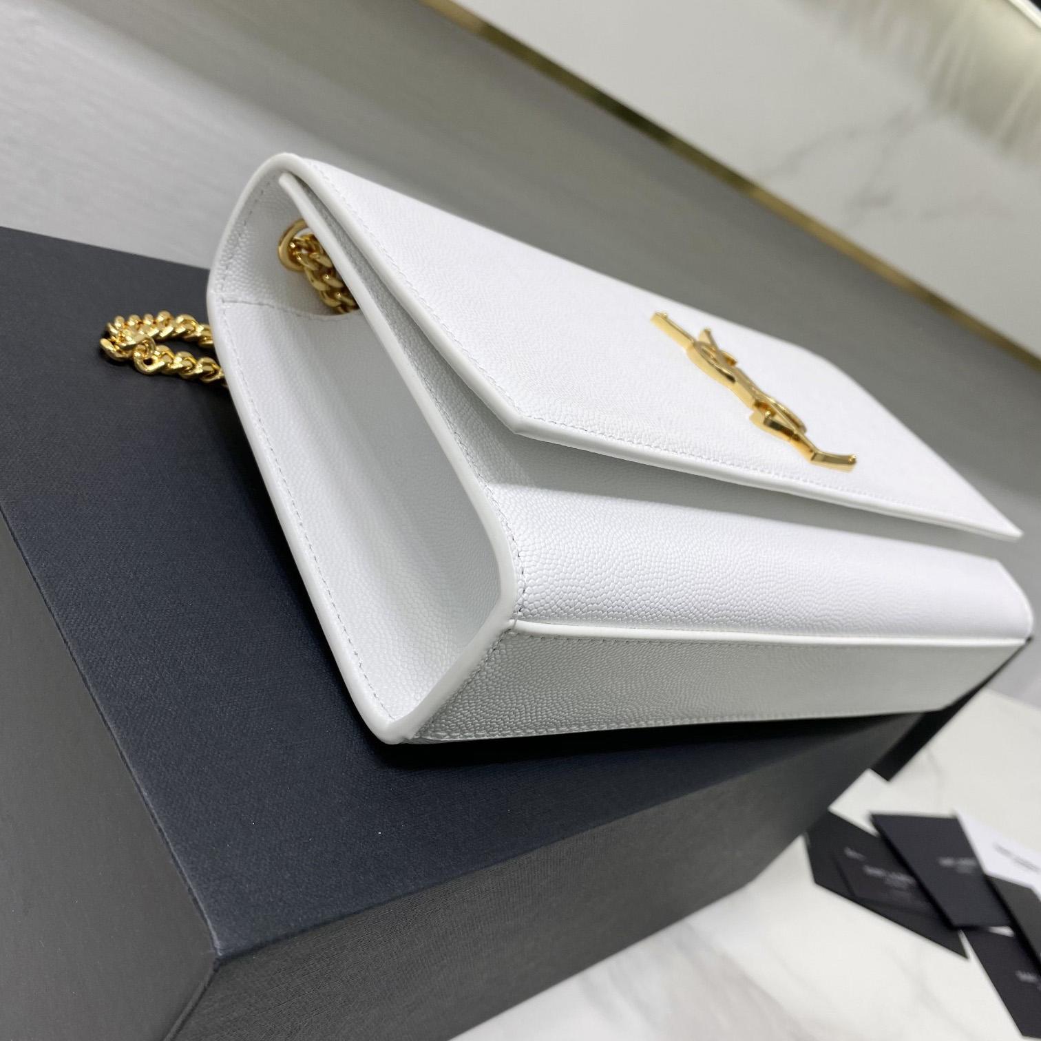 Saint Laurent Kate Medium Chain Bag In Grain De Poudre Embossed Leather - DopestKickz