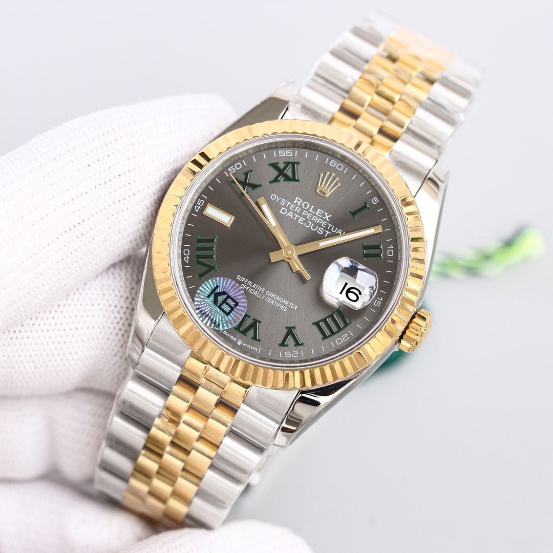 Rolex Datejust Oystersteel Steel Yellow Gold Dark Grey Dial Jubilee - DopestKickz