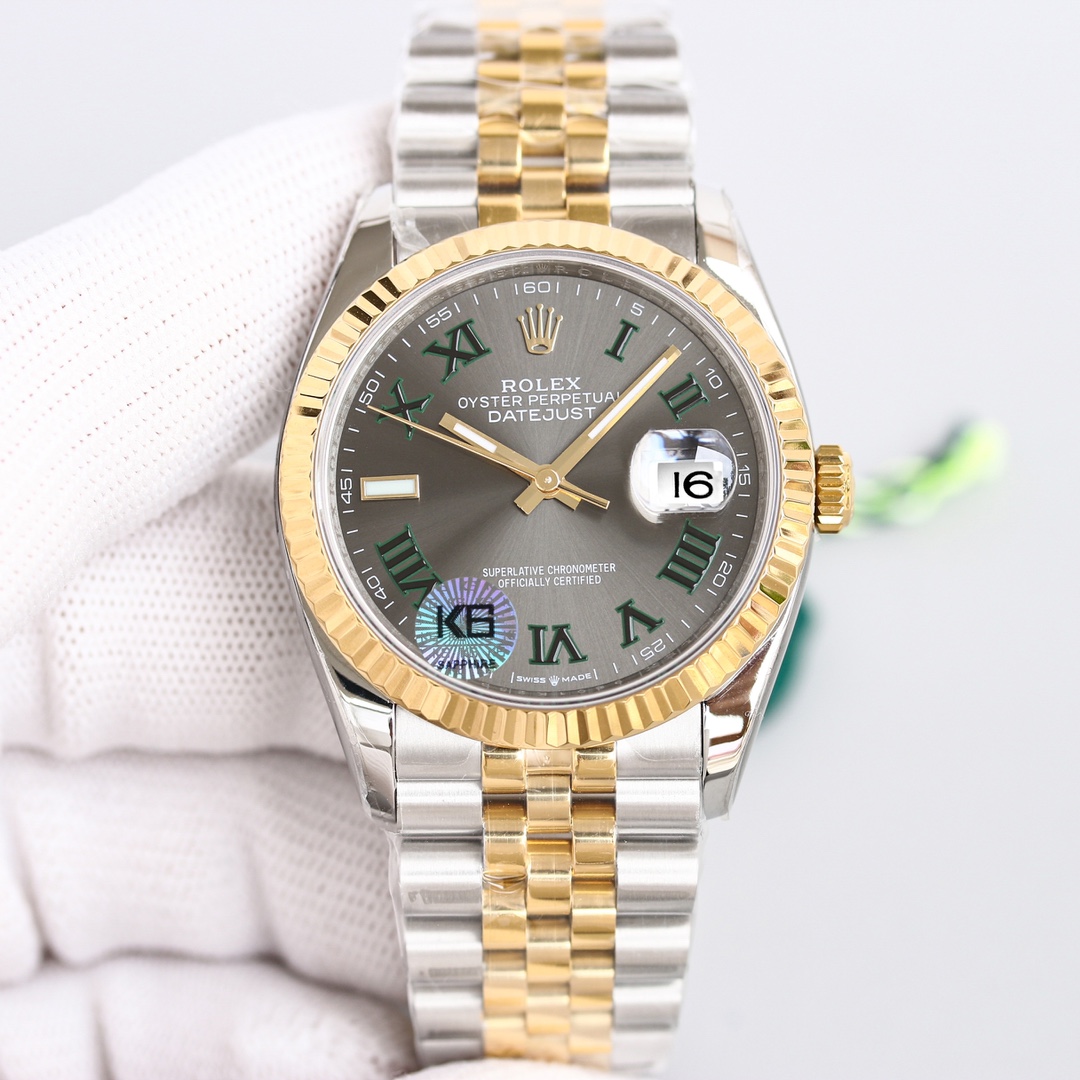 Rolex Datejust Oystersteel Steel Yellow Gold Dark Grey Dial Jubilee - DopestKickz