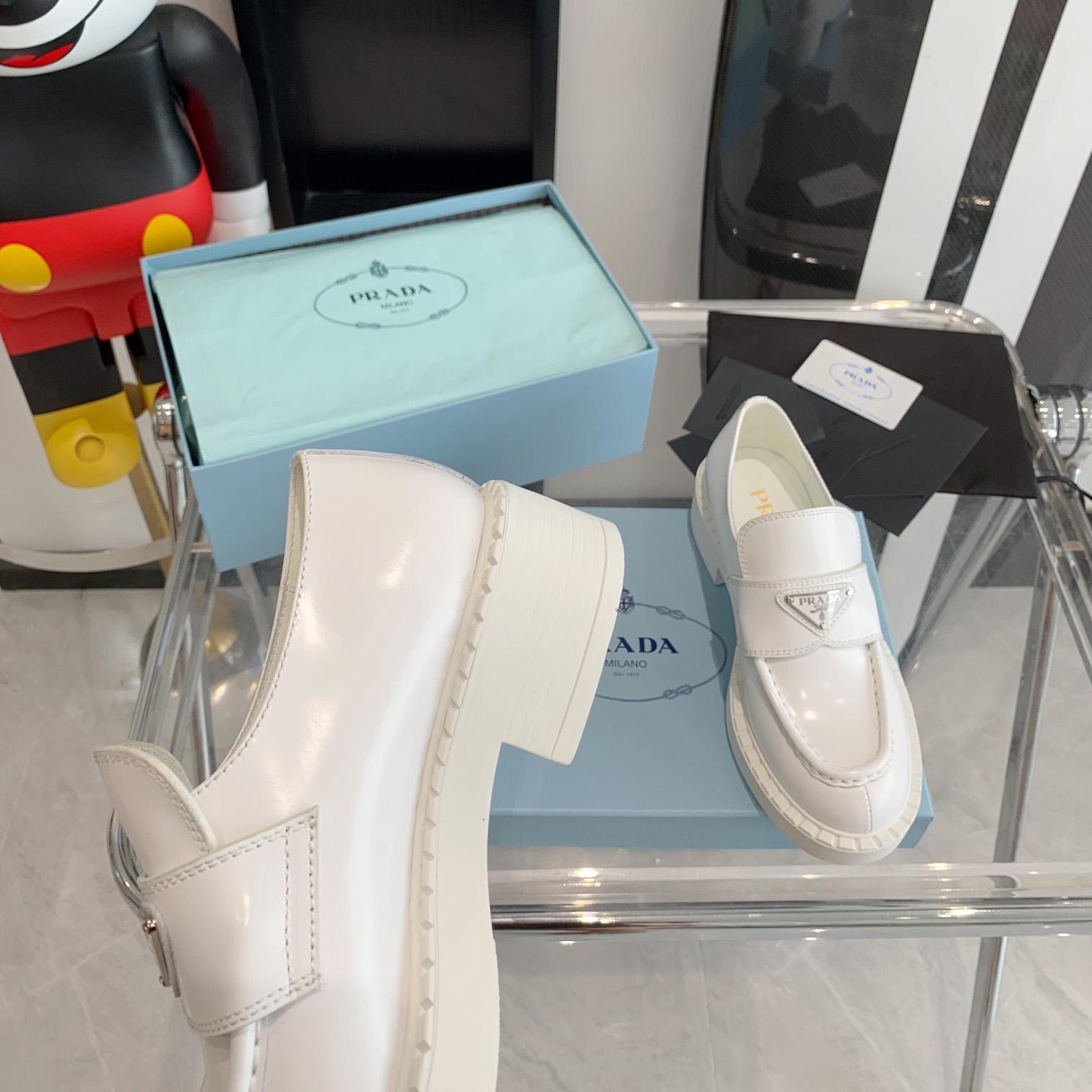 Prada Chocolate Brushed Leather Loafers - DopestKickz