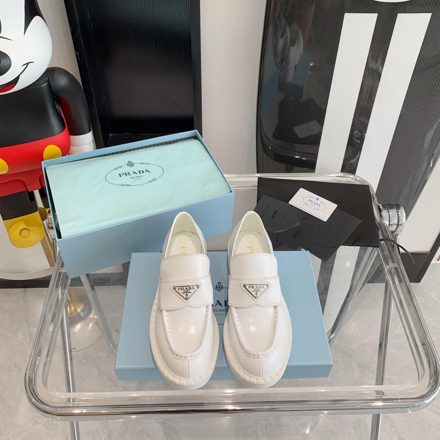 Prada Chocolate Brushed Leather Loafers - DopestKickz