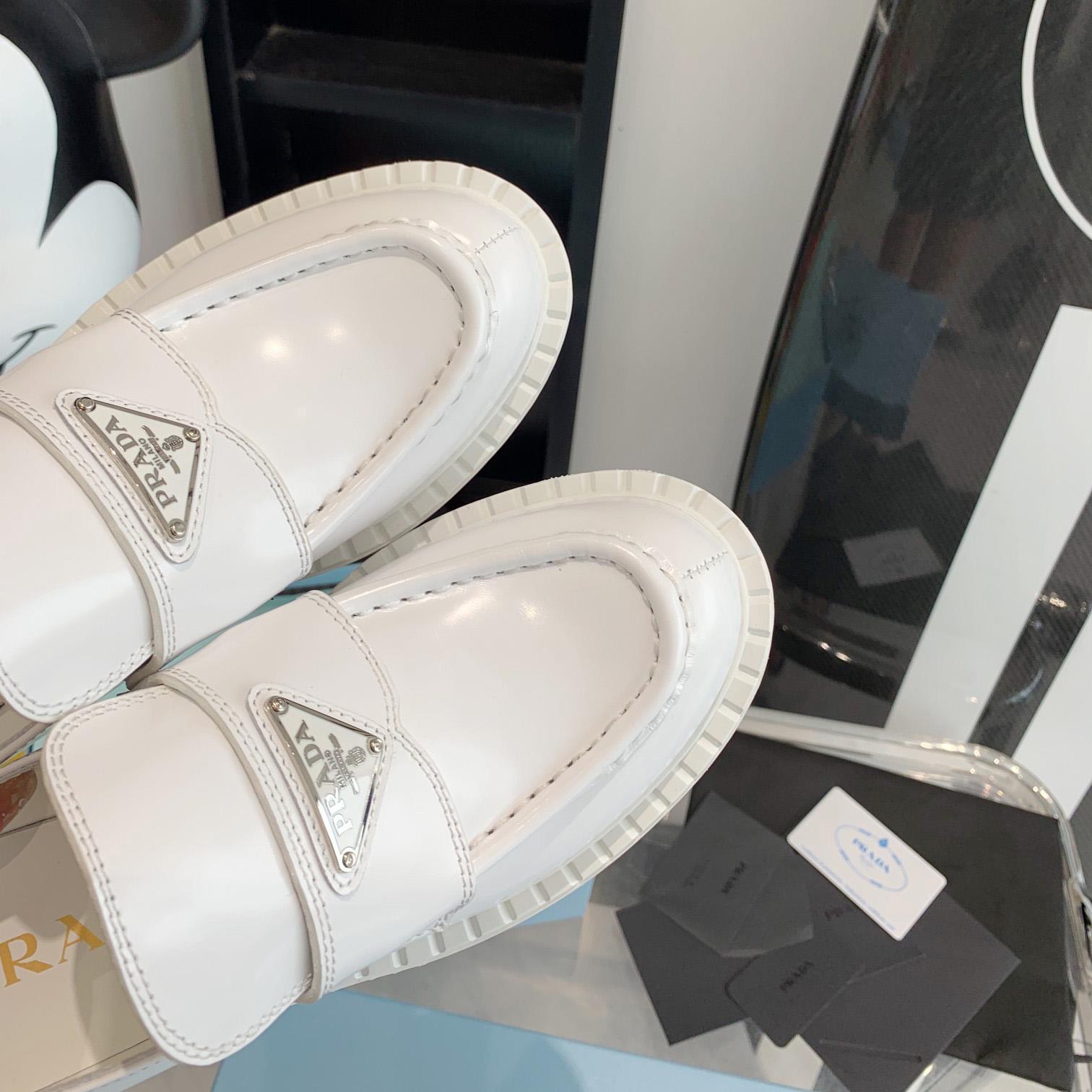 Prada Chocolate Brushed Leather Loafers - DopestKickz