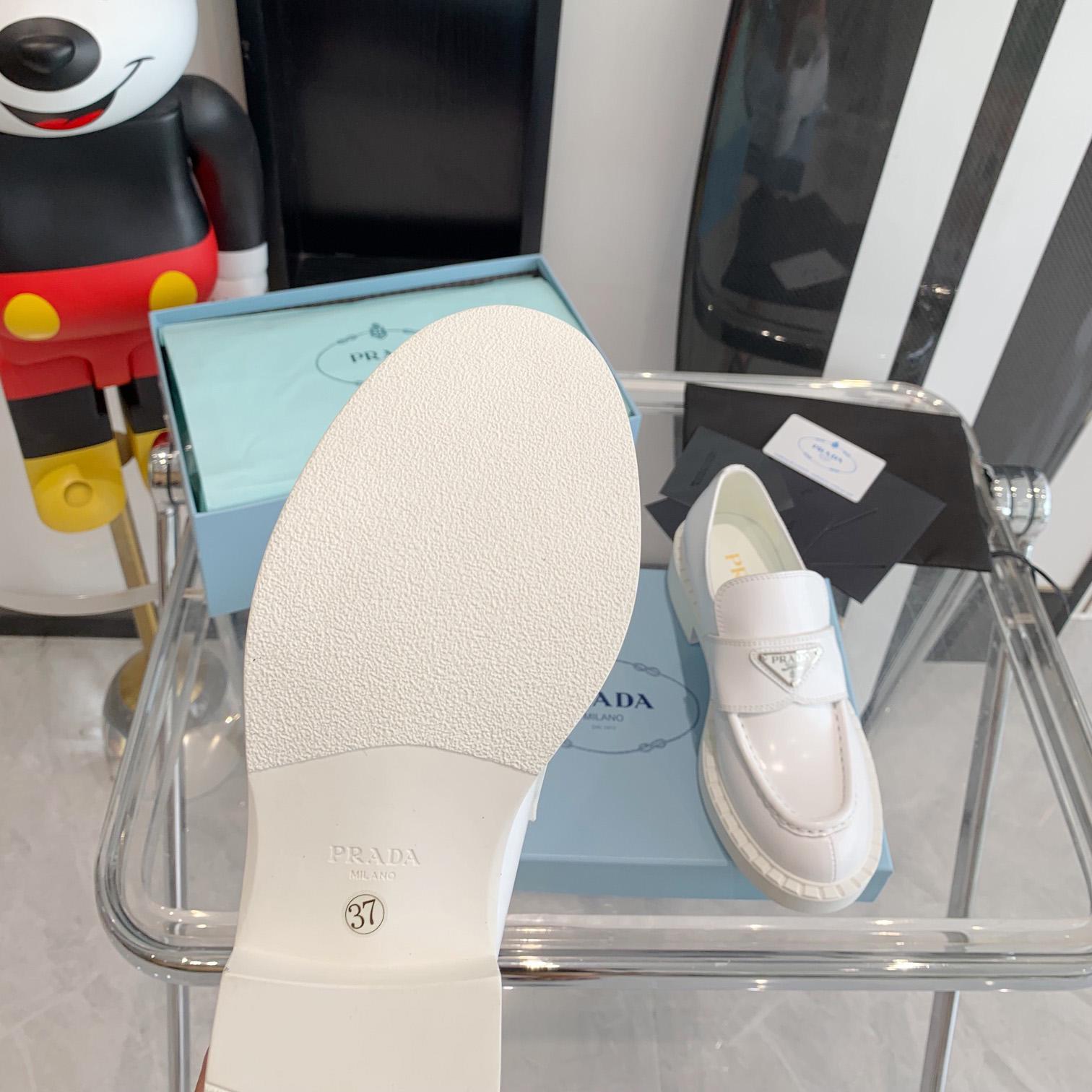 Prada Chocolate Brushed Leather Loafers - DopestKickz