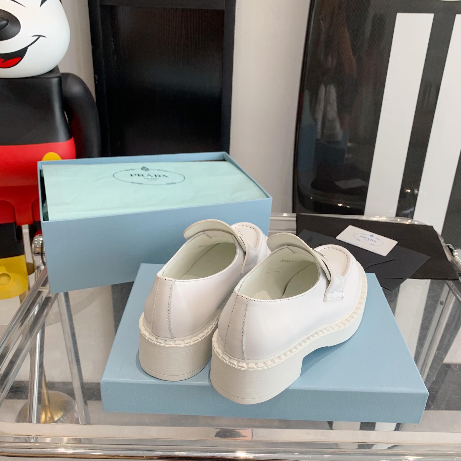 Prada Chocolate Brushed Leather Loafers - DopestKickz