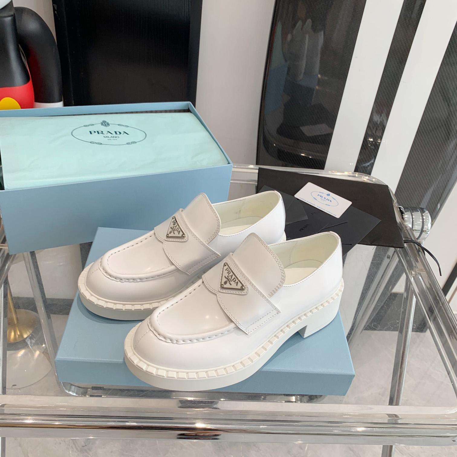 Prada Chocolate Brushed Leather Loafers - DopestKickz