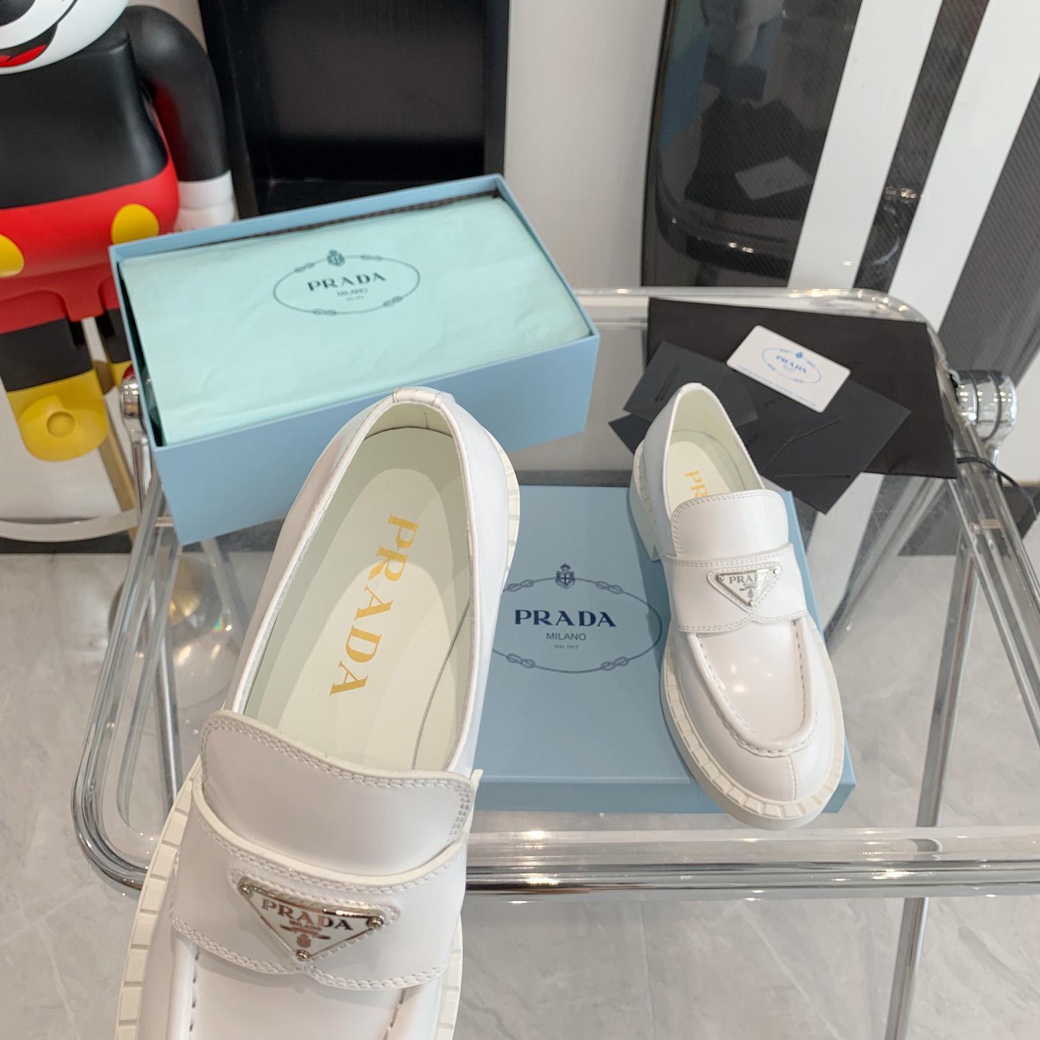 Prada Chocolate Brushed Leather Loafers - DopestKickz