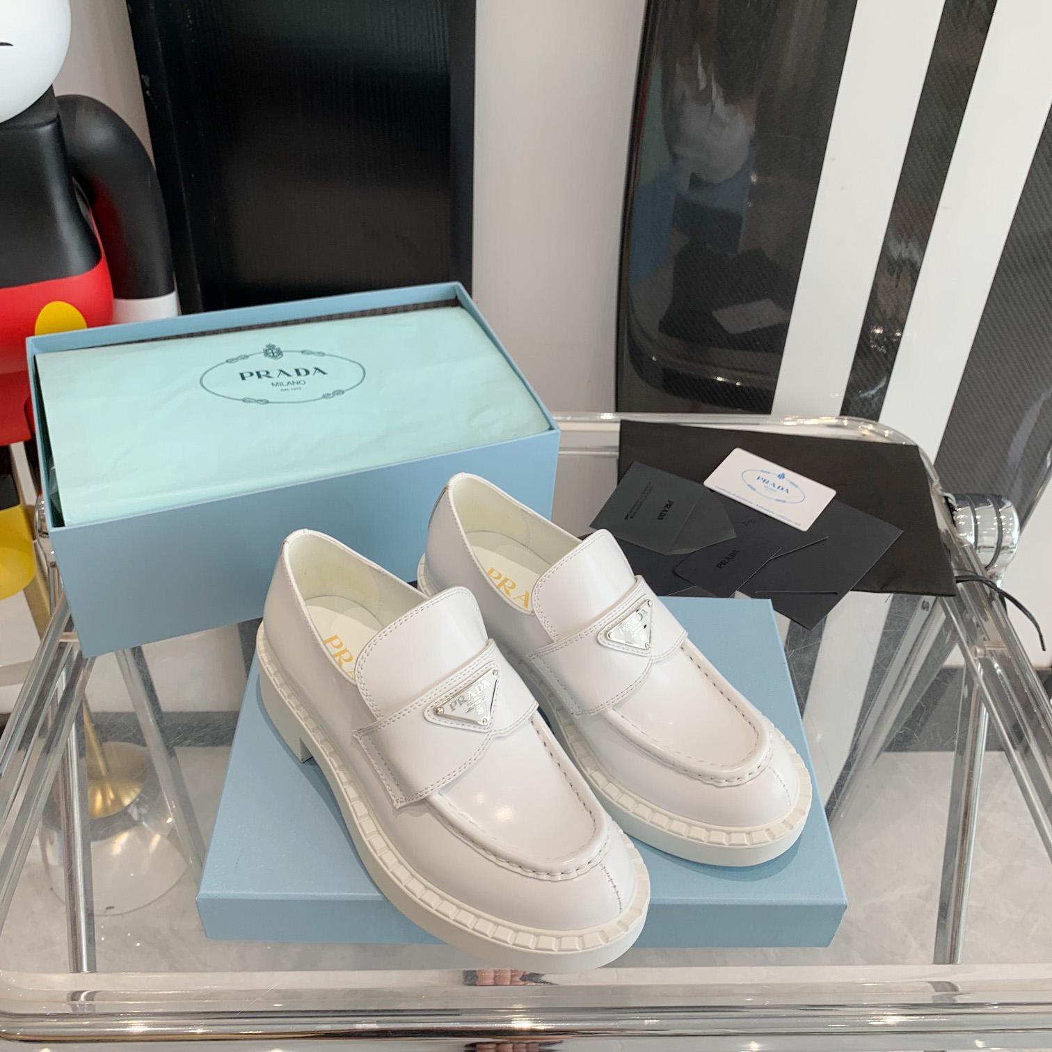 Prada Chocolate Brushed Leather Loafers - DopestKickz