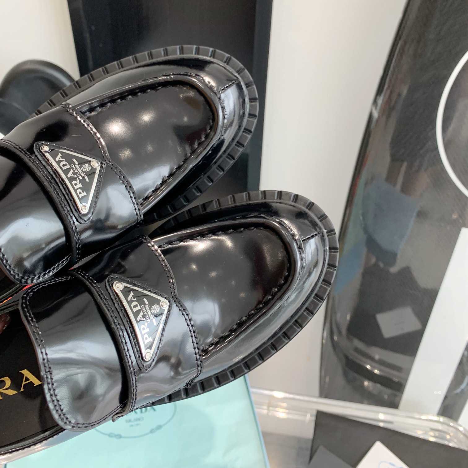 Prada Chocolate Brushed Leather Loafers - DopestKickz