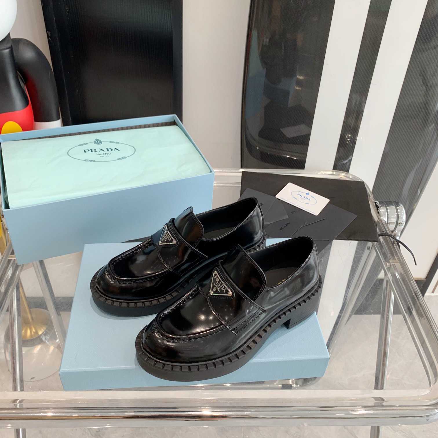 Prada Chocolate Brushed Leather Loafers - DopestKickz