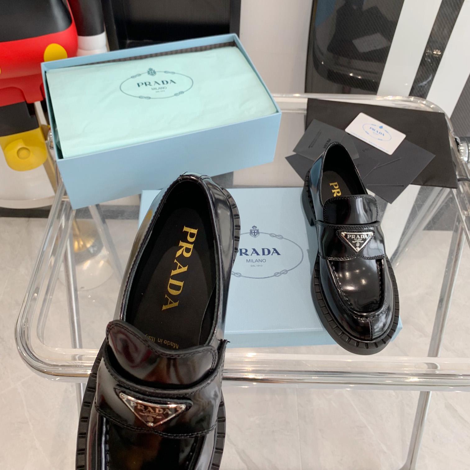 Prada Chocolate Brushed Leather Loafers - DopestKickz