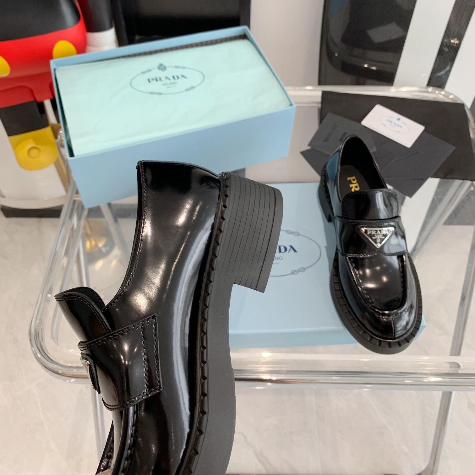 Prada Chocolate Brushed Leather Loafers - DopestKickz