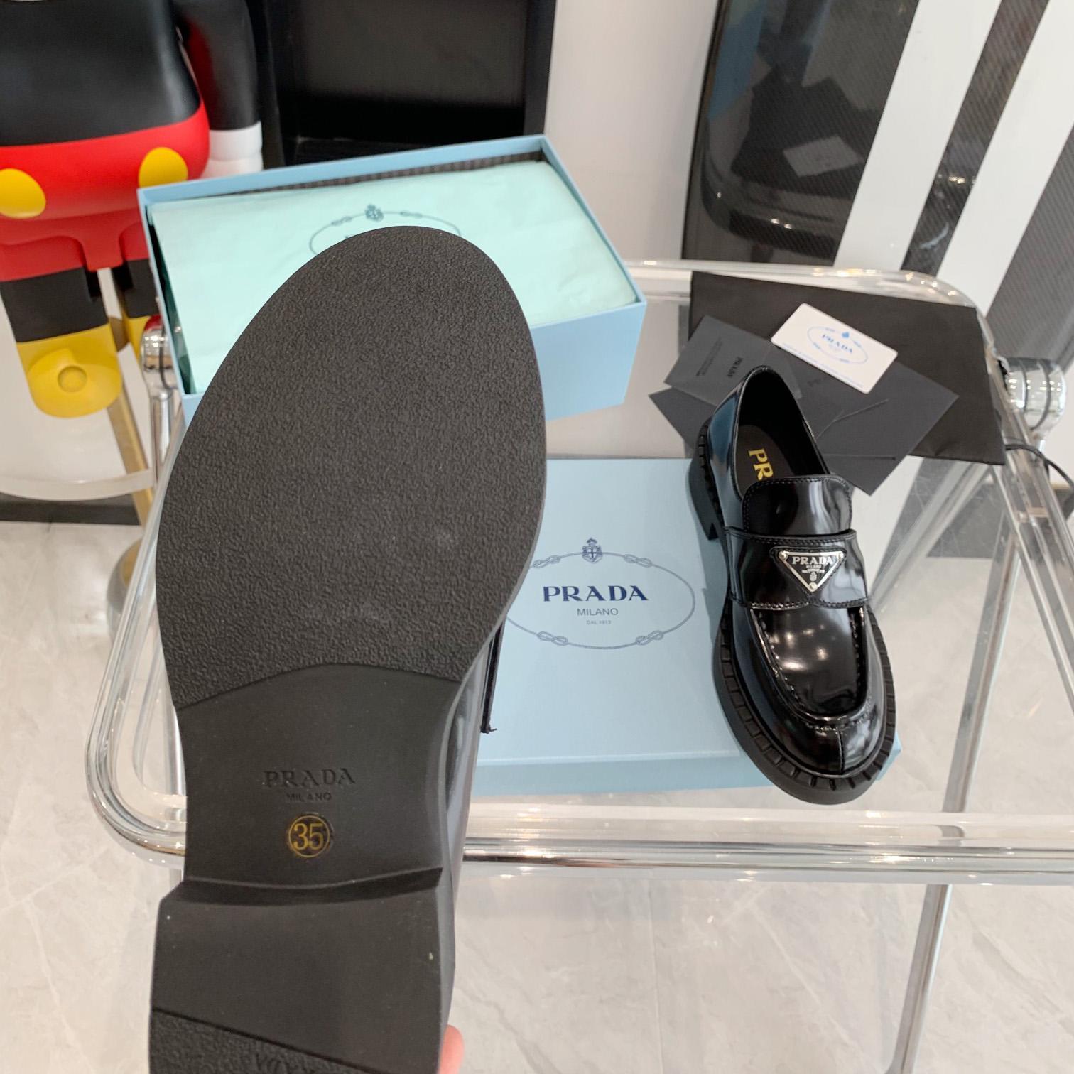 Prada Chocolate Brushed Leather Loafers - DopestKickz