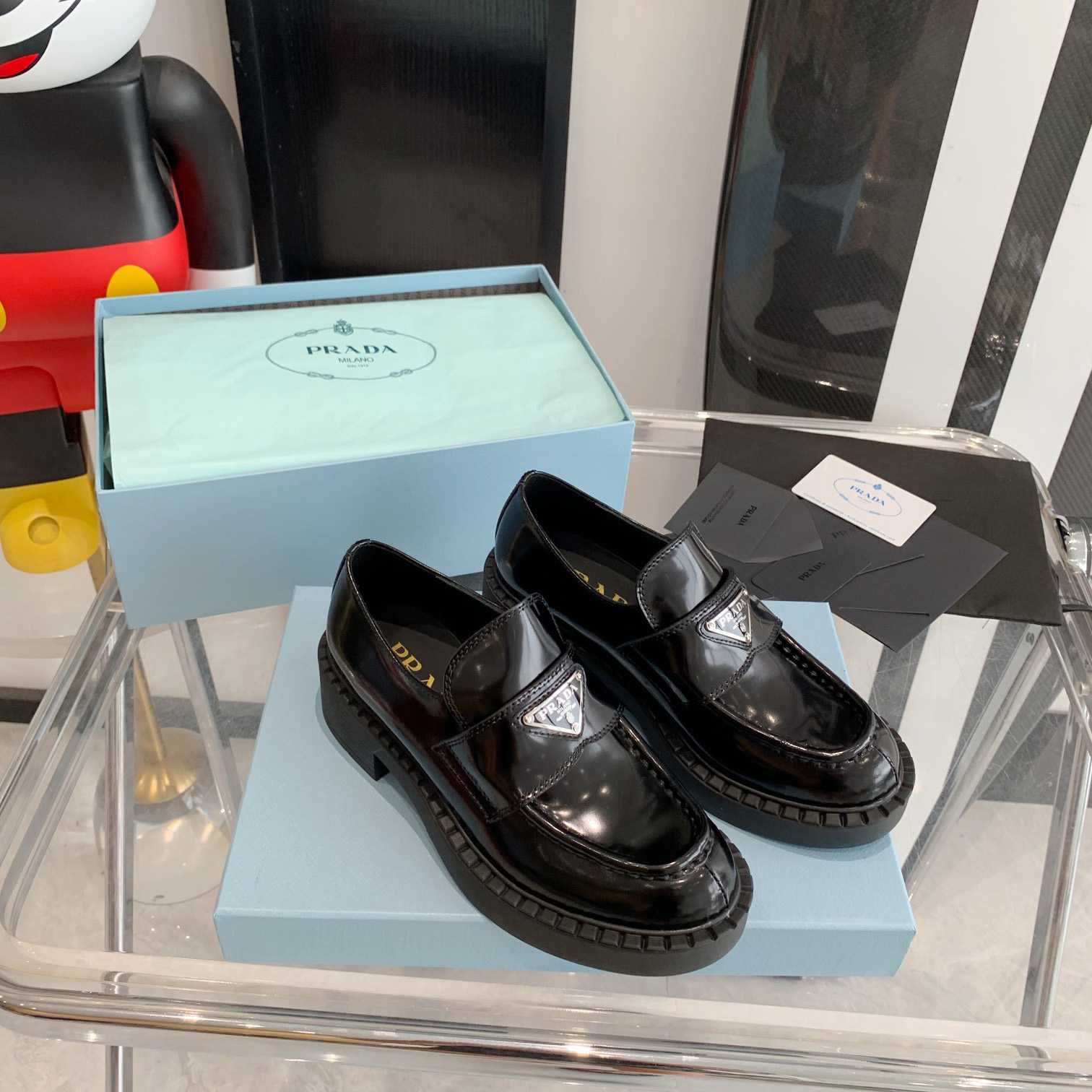 Prada Chocolate Brushed Leather Loafers - DopestKickz