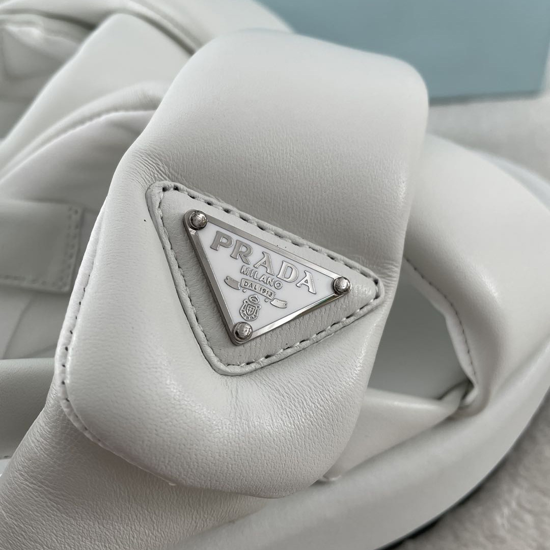 Prada Soft Padded Nappa Leather Wedge Sandals - DopestKickz