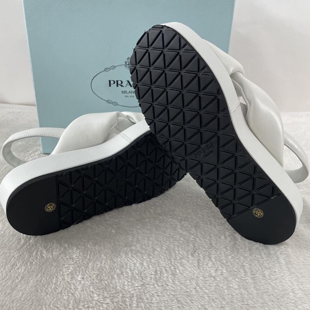 Prada Soft Padded Nappa Leather Wedge Sandals - DopestKickz