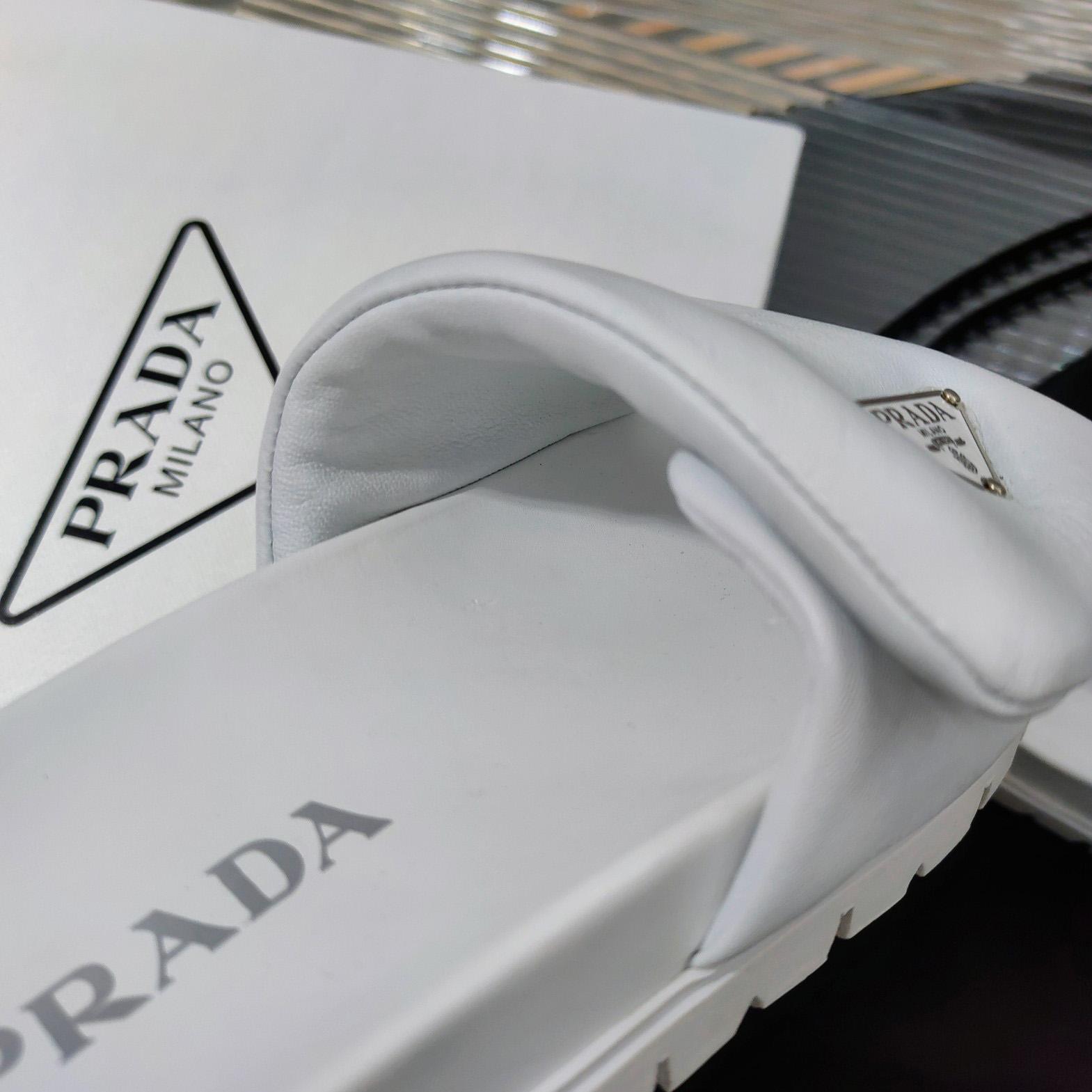 Prada Soft Padded Nappa Leather Slides - DopestKickz