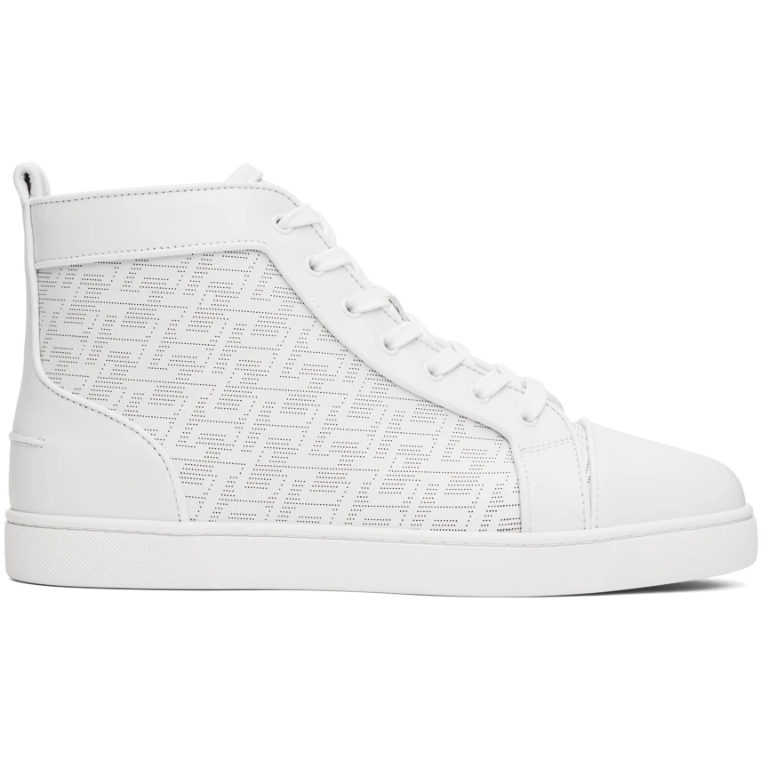 Christian Louboutin High-Top Sneakers - Perforated Calf Leather Techno CL And Nappa Leather - Bianco - DopestKickz