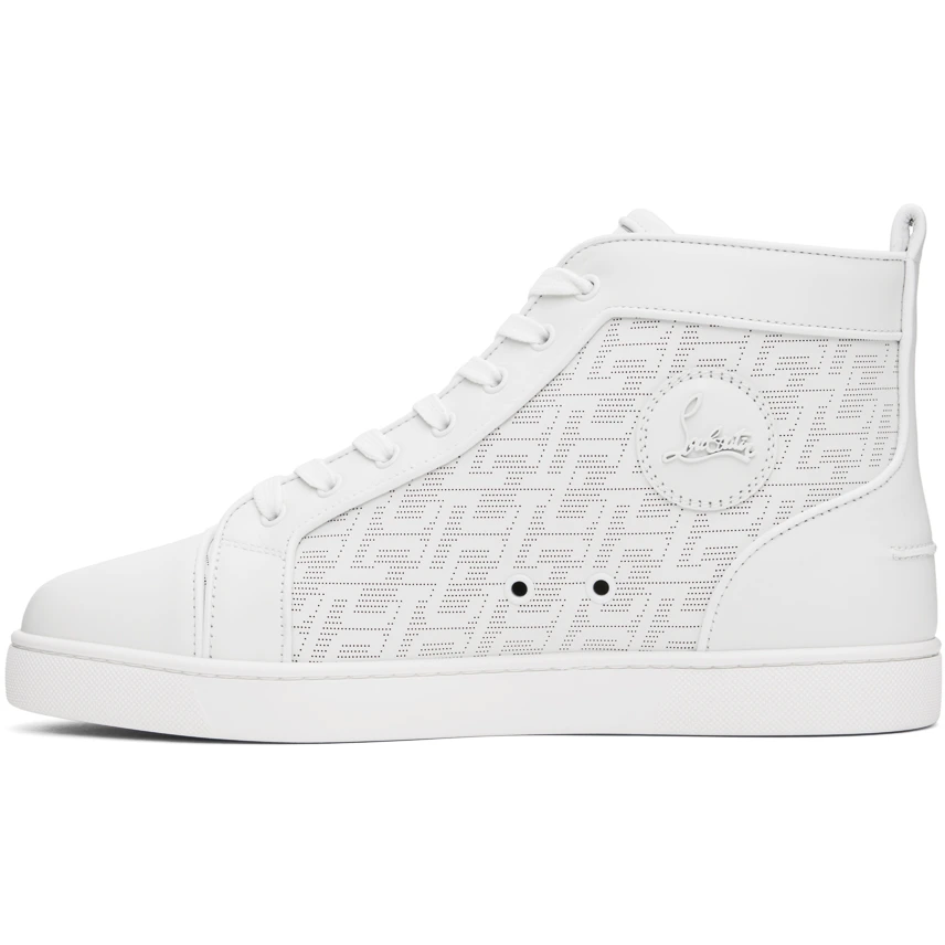 Christian Louboutin High-Top Sneakers - Perforated Calf Leather Techno CL And Nappa Leather - Bianco - DopestKickz