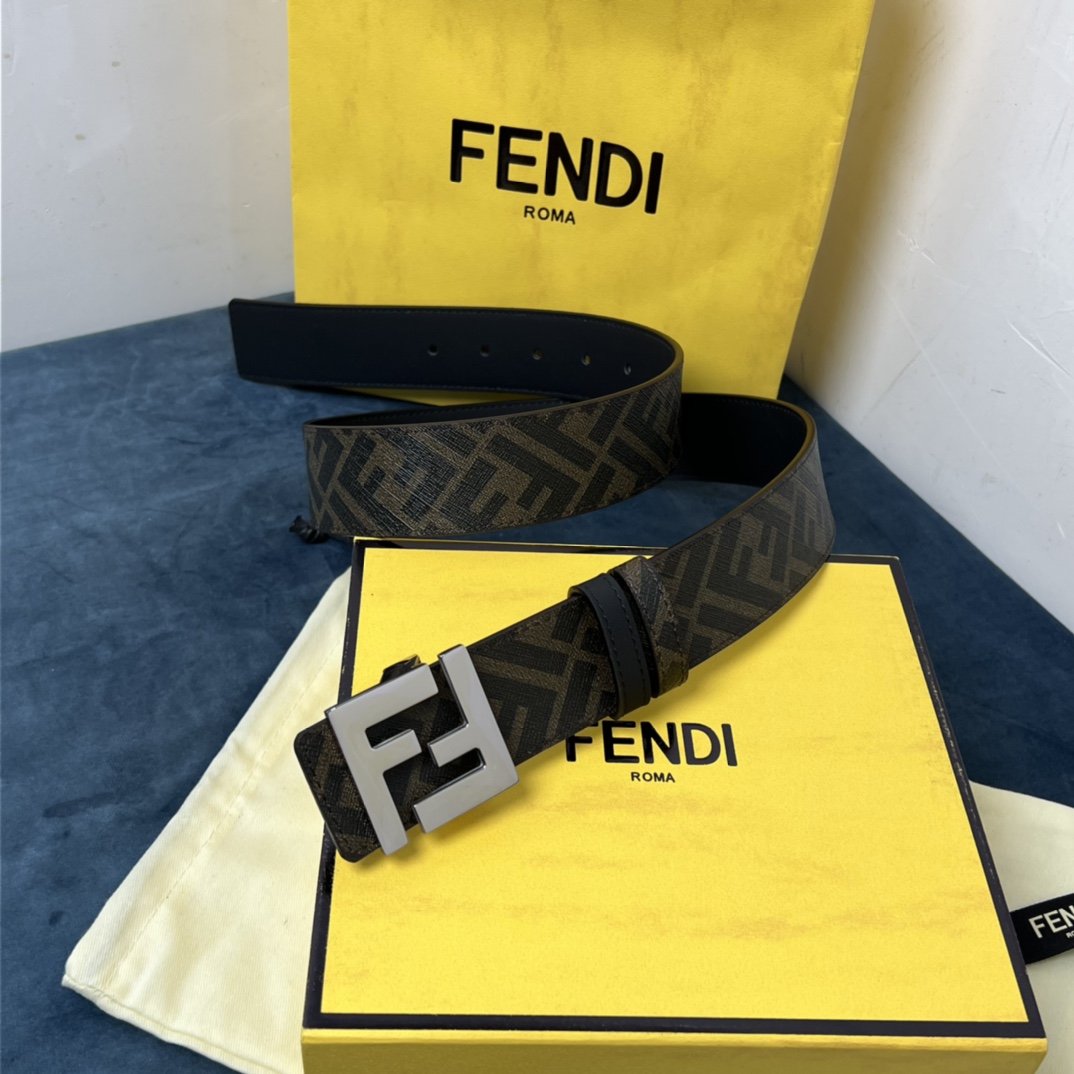 Fendi Reversible Black Leather Belt  - DopestKickz