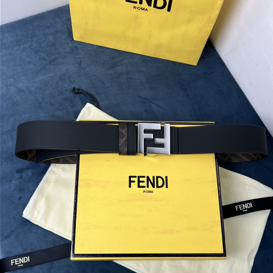 Fendi Reversible Black Leather Belt  - DopestKickz