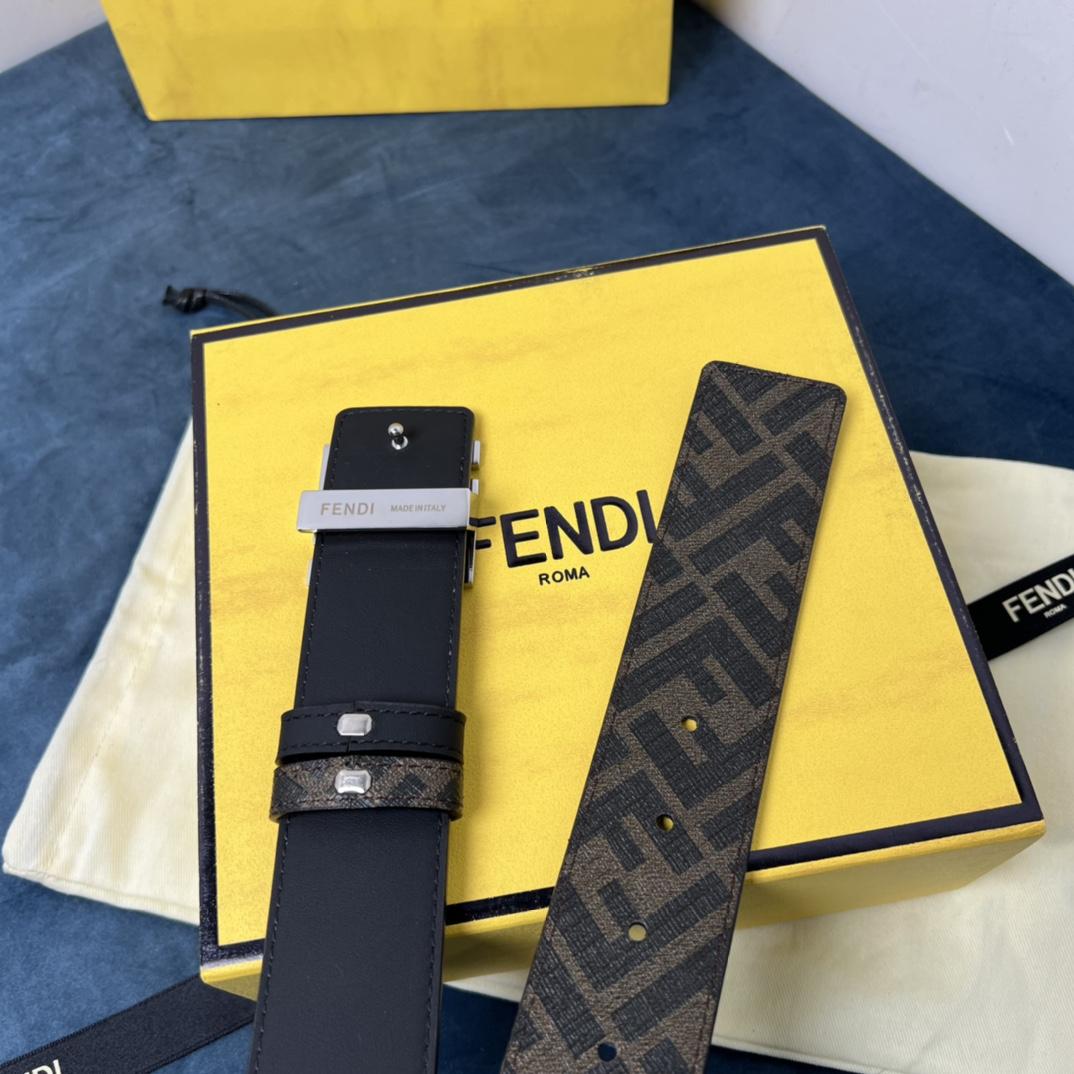 Fendi Reversible Black Leather Belt  - DopestKickz