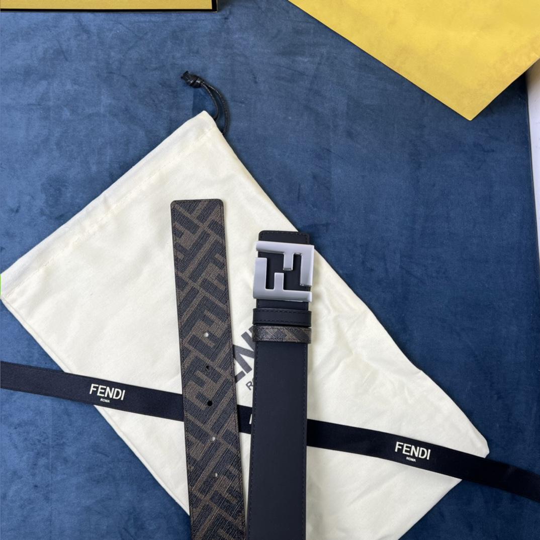 Fendi Reversible Black Leather Belt  - DopestKickz