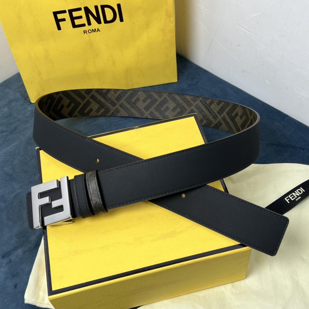 Fendi Reversible Black Leather Belt  - DopestKickz