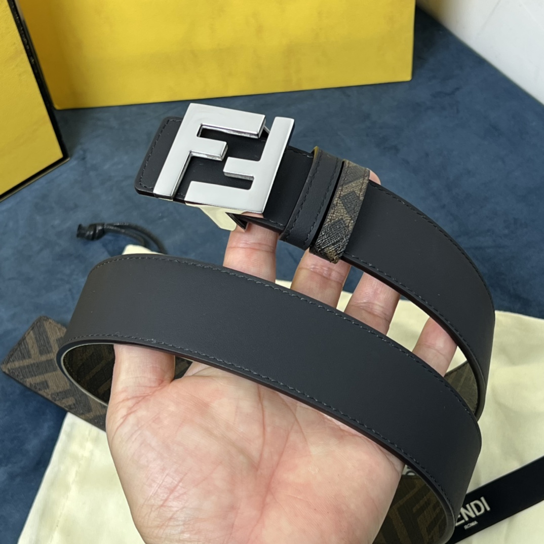 Fendi Reversible Black Leather Belt  - DopestKickz