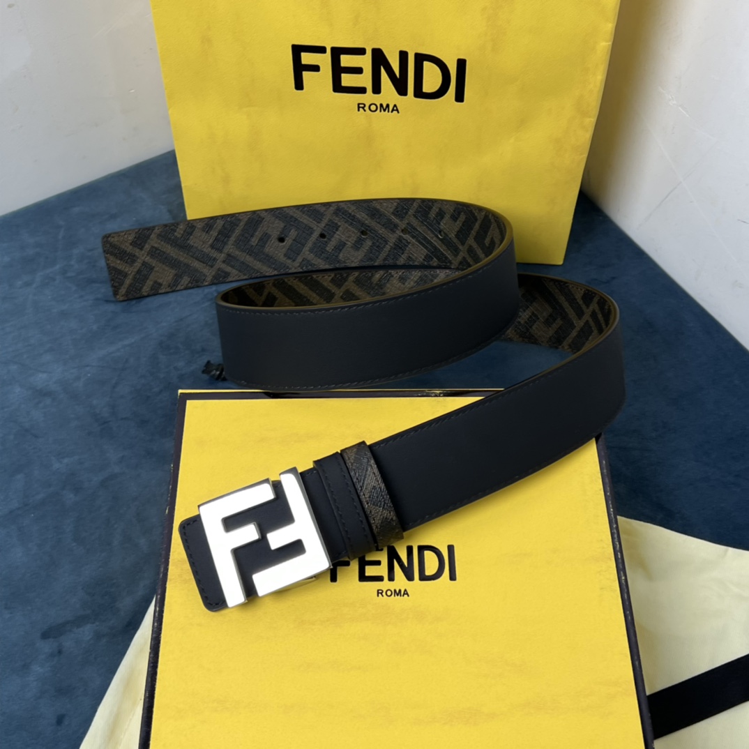 Fendi Reversible Black Leather Belt  - DopestKickz