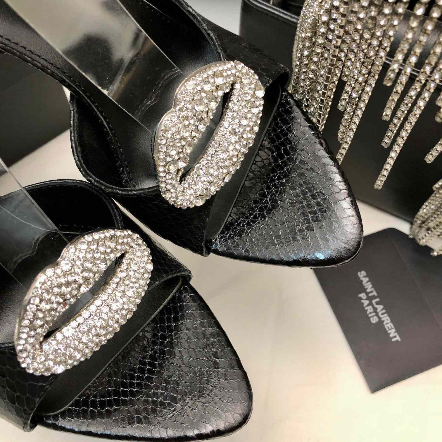 Saint Laurent Crystal-embellished Sandals - DopestKickz