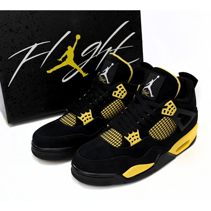 Jordan Air 4 Retro "Thunder" Black/White-Tour Yellow 308497-008 - DopestKickz