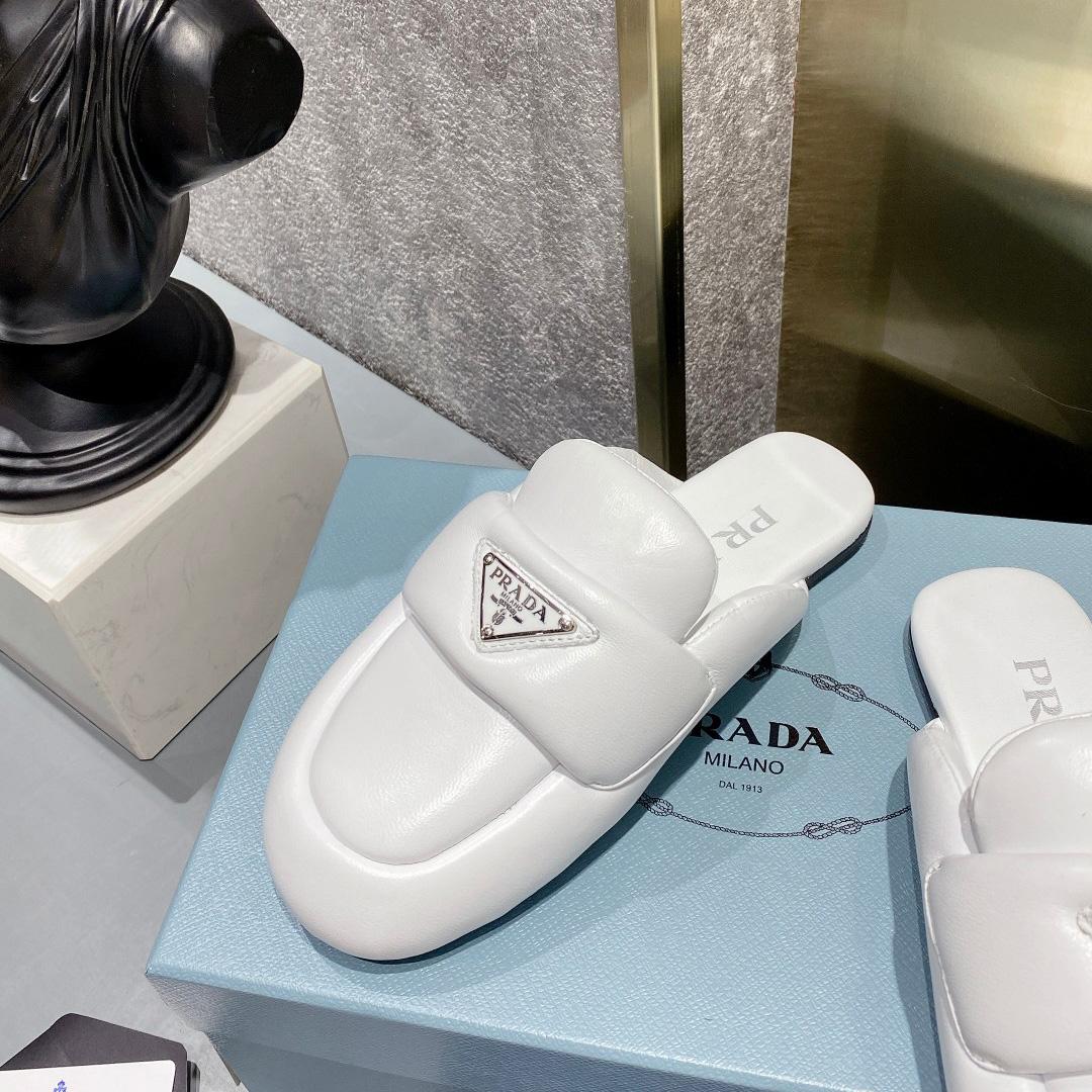 Prada Soft Padded Nappa Leather Sabots - DopestKickz