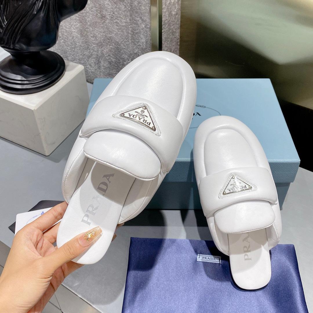Prada Soft Padded Nappa Leather Sabots - DopestKickz
