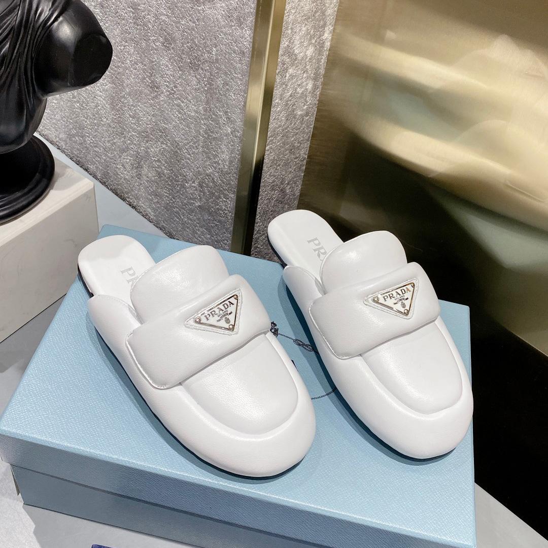 Prada Soft Padded Nappa Leather Sabots - DopestKickz