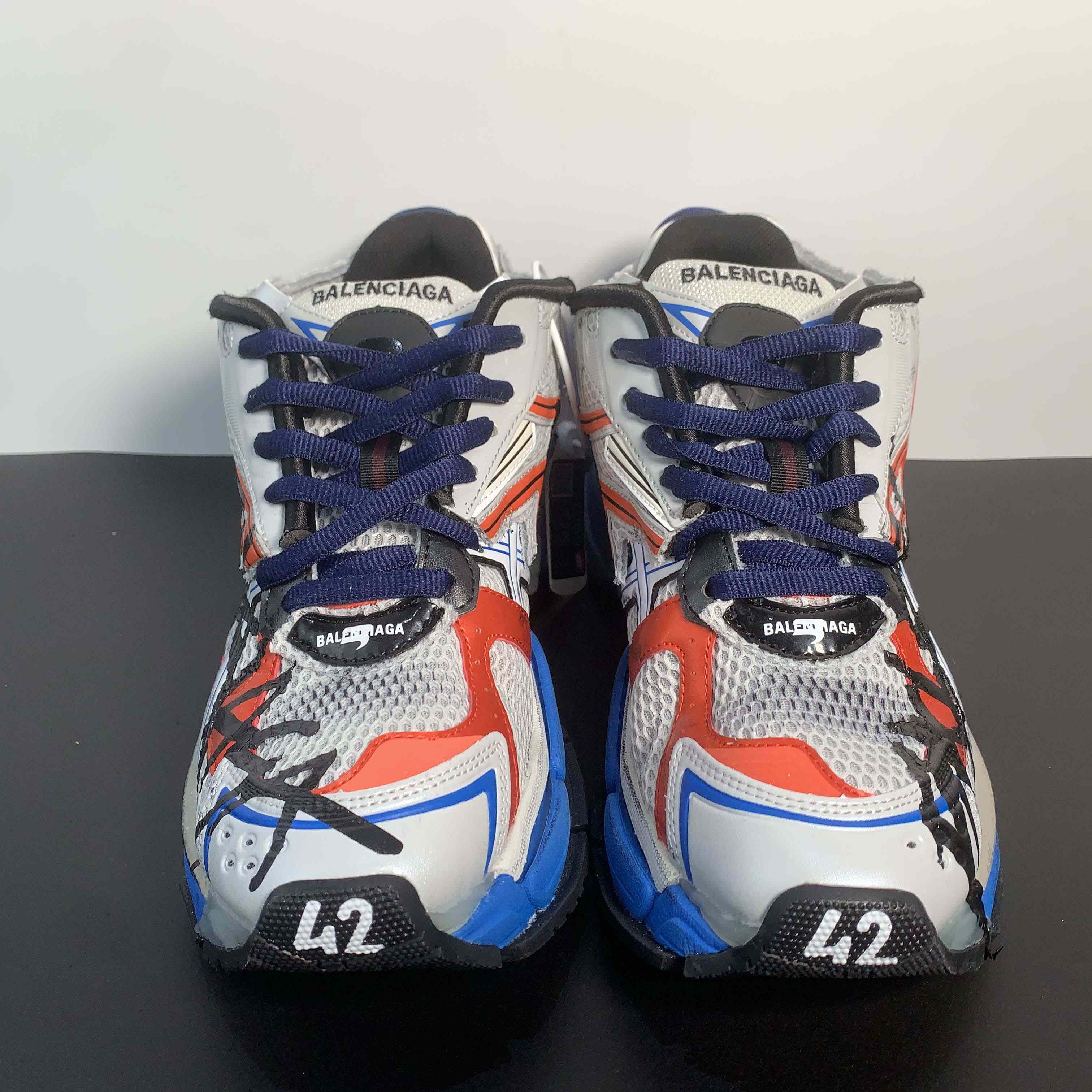 Balenciaga Runner Graffiti Sneaker In Blue - DopestKickz