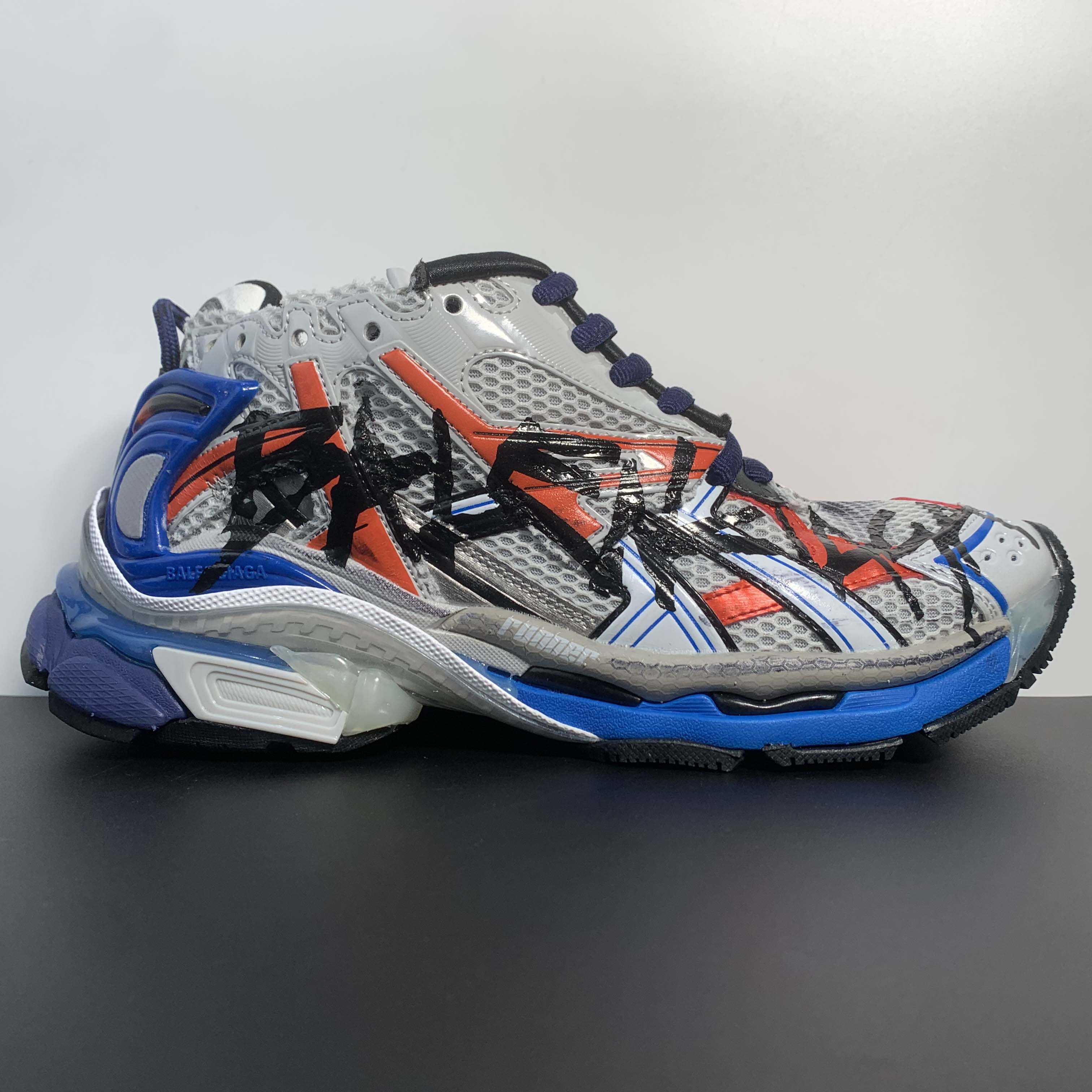 Balenciaga Runner Graffiti Sneaker In Blue - DopestKickz
