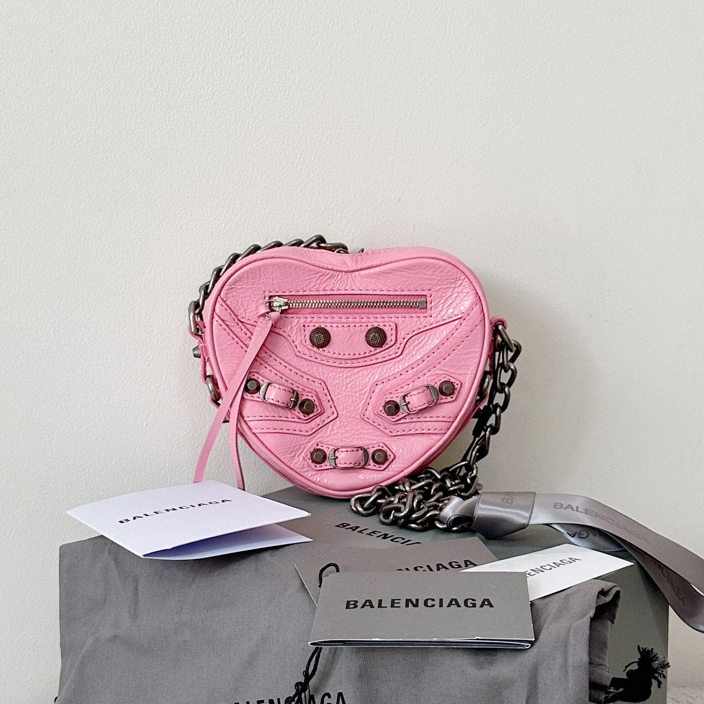 Balenciaga Le Cagole Heart Mini Bag In Pink  (16-12.7-4.5cm) - DopestKickz