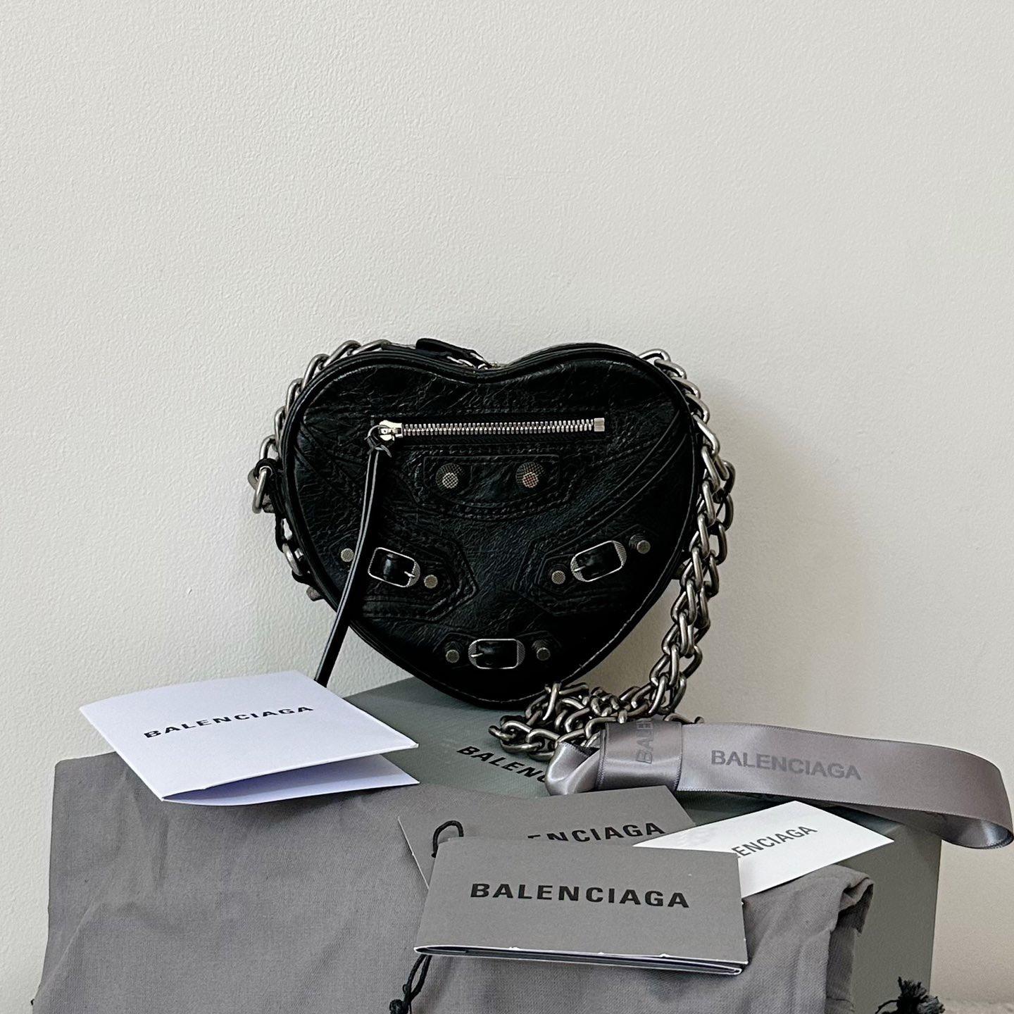 Balenciaga Le Cagole Heart Mini Bag In Black(16-12.7-4.5cm) - DopestKickz